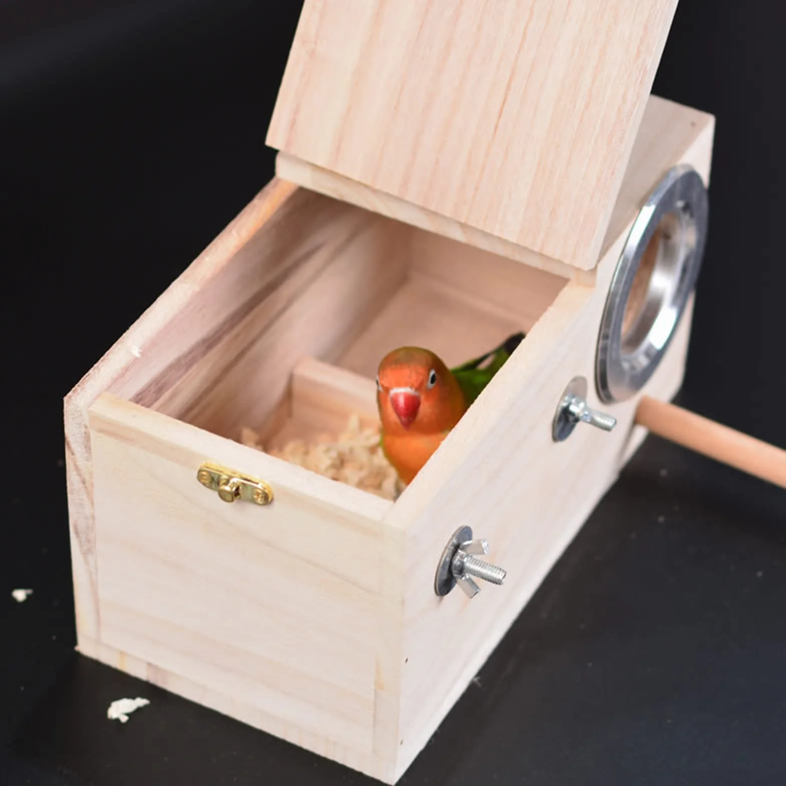 RoseFlower Caja de Nido de Madera para Aves, Nido Cría Natural para Periquitos, Loros y Pájaros Pequeños/Medianos, Caja de Cría para Pájaros de Exterior, 25 x 13 x 13cm (M)
