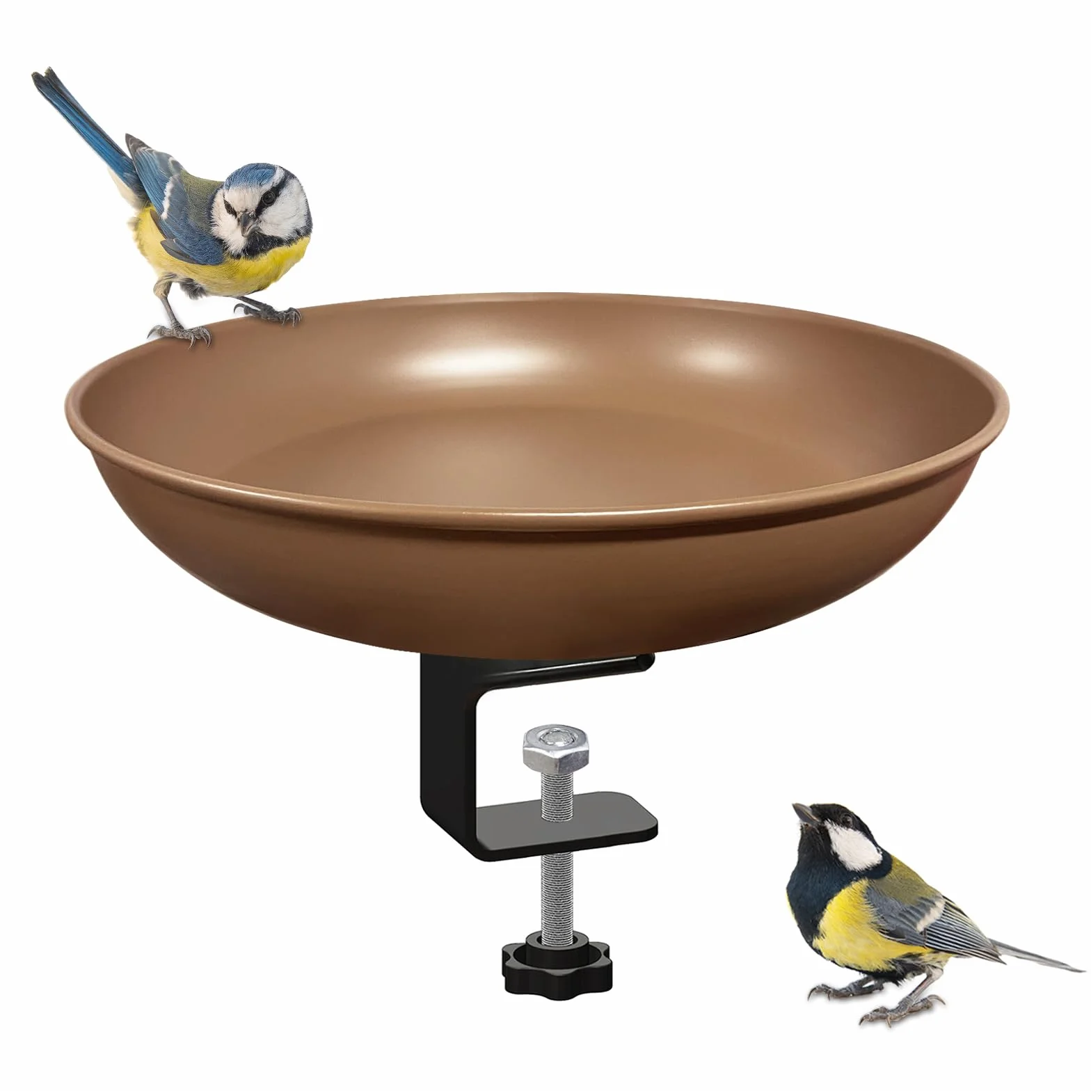 Bebedero para pájaros y jardín, barandilla de balcón, baño para pájaros, a prueba de heladas, con soporte