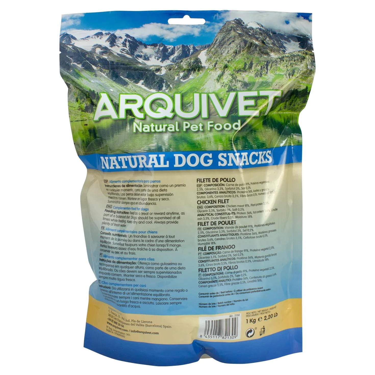 Arquivet, Filete de Pollo, Snacks Naturales para Perros, Natural Dog Snacks, Chuches para Perros, Golosinas Naturales para Mascotas, Mejores Snacks para Perro, 1kg