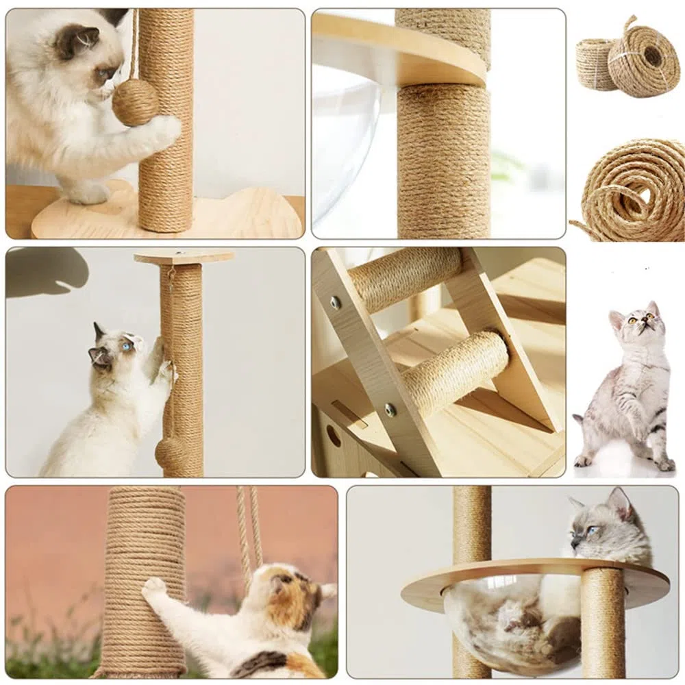 Cuerda de sisal para rascador, columna para gatos, sisal natural, 6 mm, 100 m