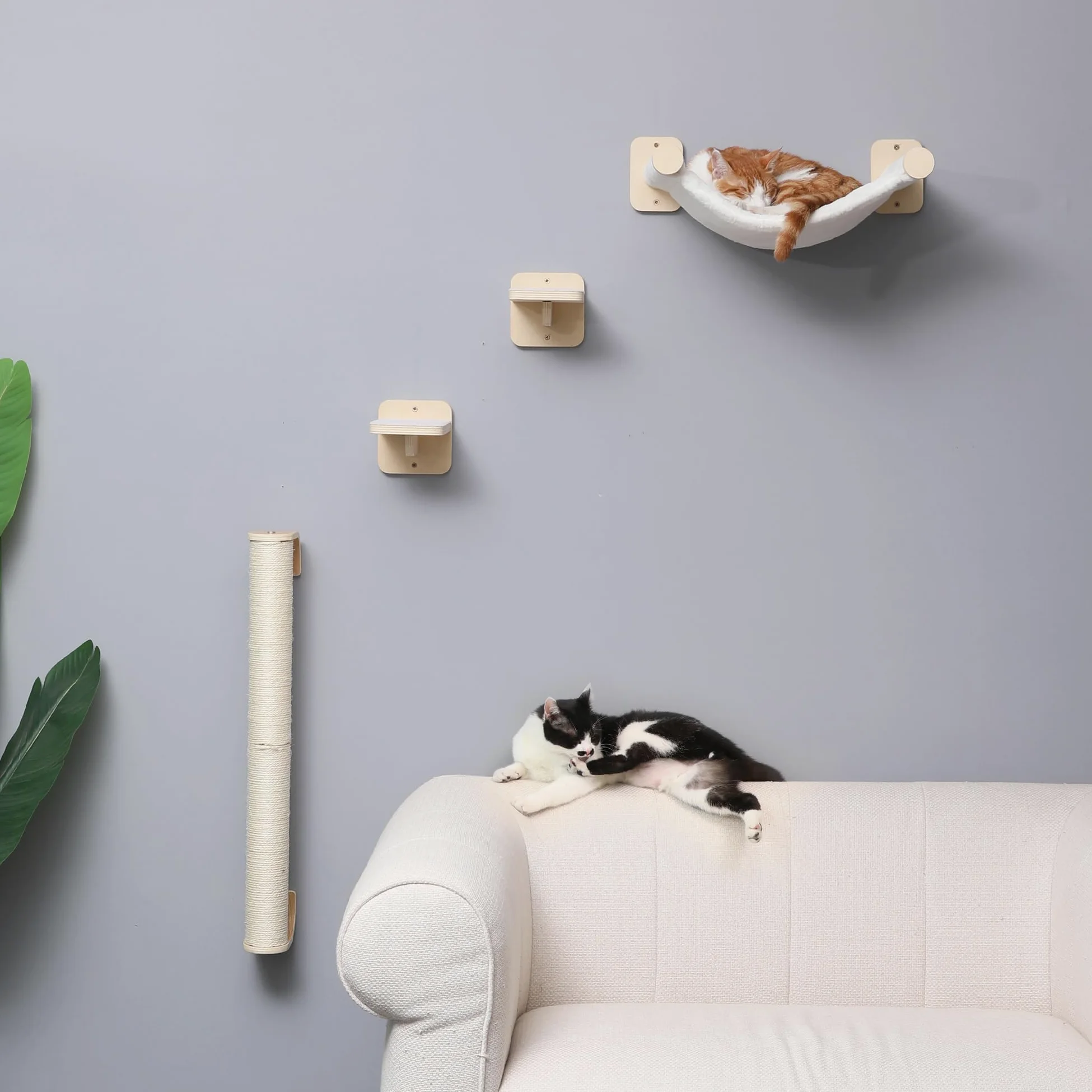 FUKUMARU Poste rascador para Gatos de Pared, rascador de 71 cm para Montaje en Pared, rascador de Pared Estable de sisal