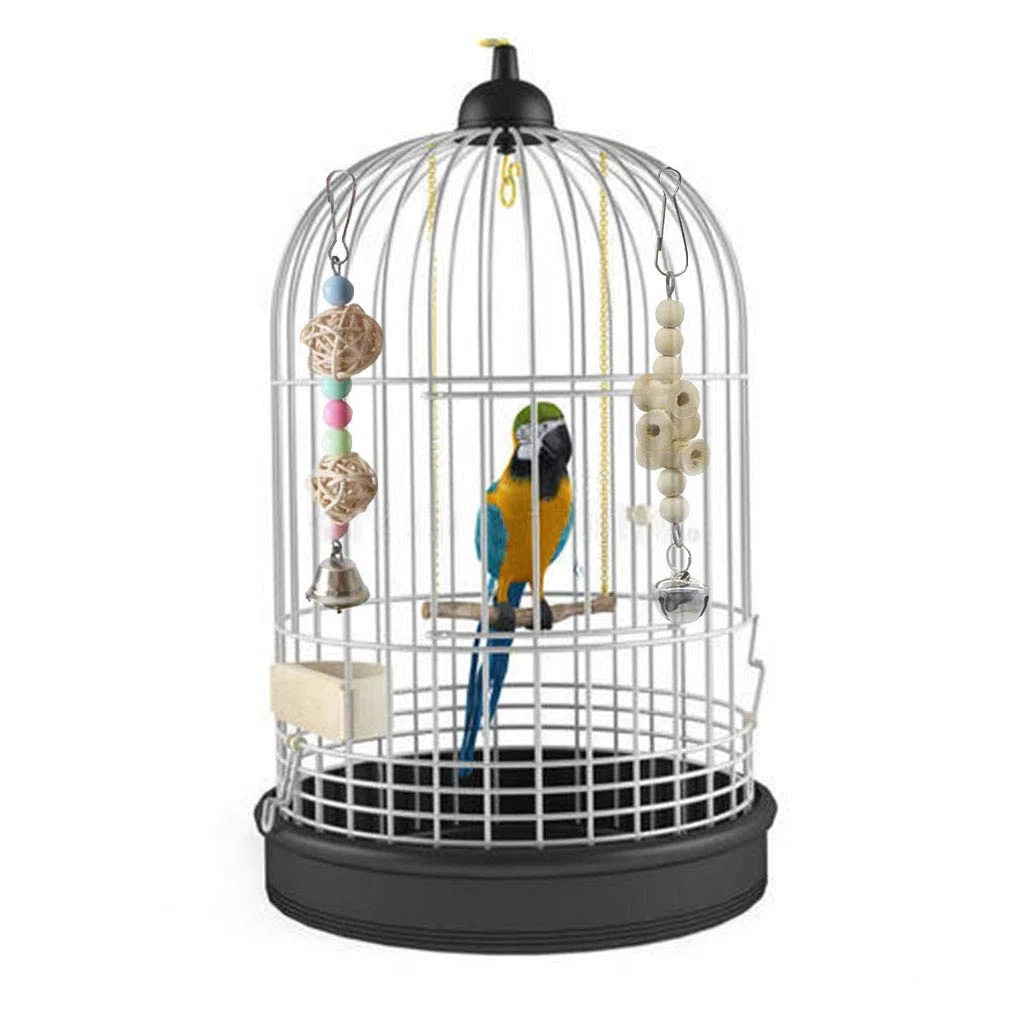 Juguetes de Loro Pájaros 8 Piezas con Juguete de Masticación y Columpios de Perchas Usado para Jaula de Aves - Decoracion de Pajarera y Campana Colgante Hamaca para Periquitos, Cockatiels #2