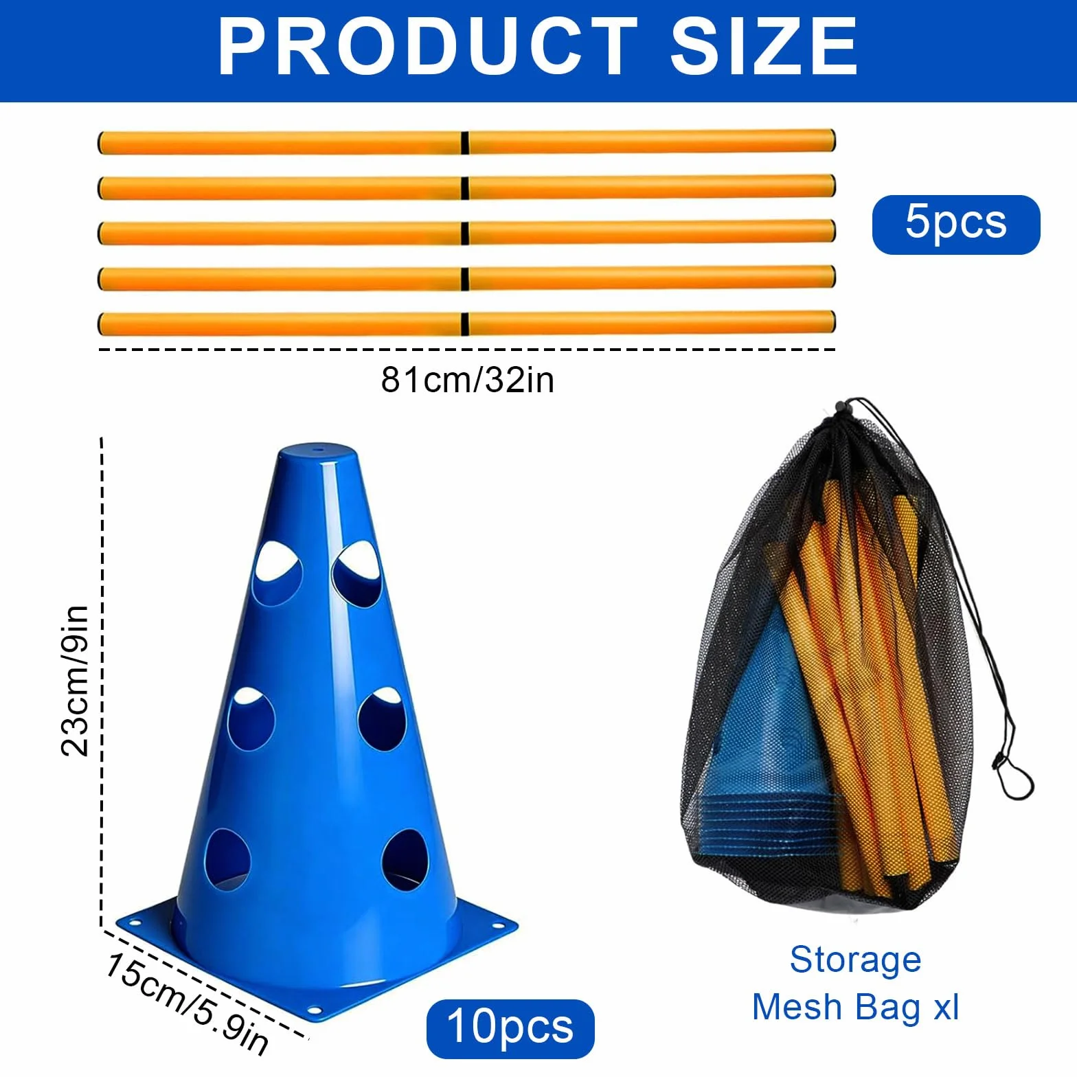 Agility Set Perros Pequeños Cavaletti Perros Juego de Obstáculos de Agility Accesorios de Entrenamiento para Perros Caballos, Juego de Obstáculos para Perros con 10 Conos, 5 Barras para