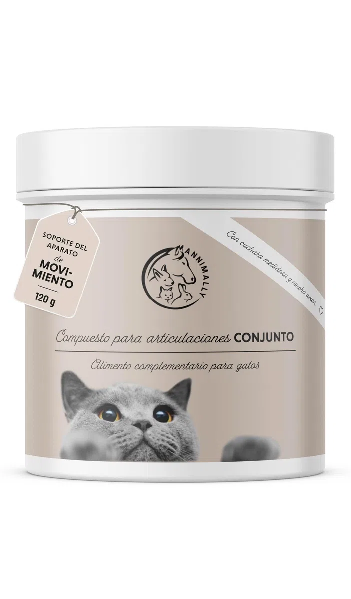 Annimally Polvo Articular Gatos | 120g para 4 Meses - La Alternativa a Las tabletas para articulaciones. Polvo articulaciones saludables con mejillón de Labios Verdes, MSM, Garra del Diablo