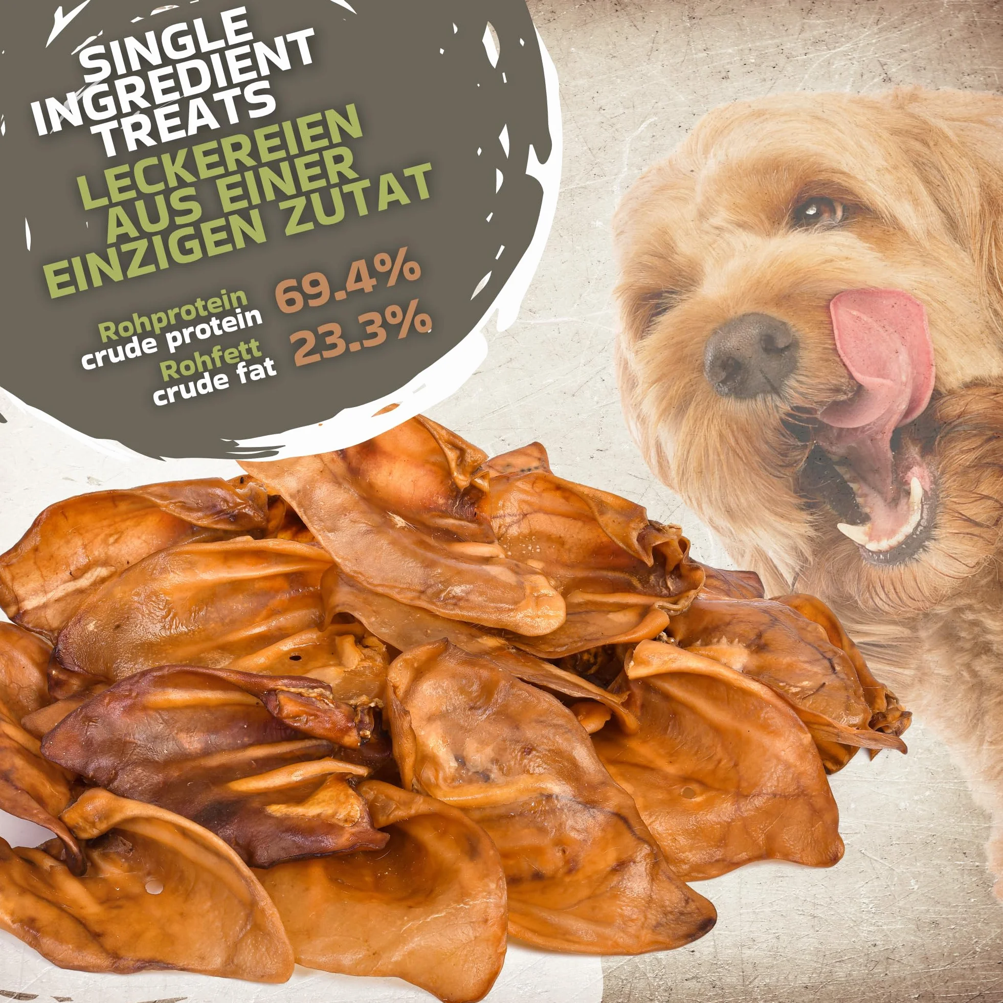 Orejas de cerdo secas XL, 20 unidades, 1,2 kg, artículos para masticar, 100% naturales, diversión duradera, sin cereales, ideal para perros