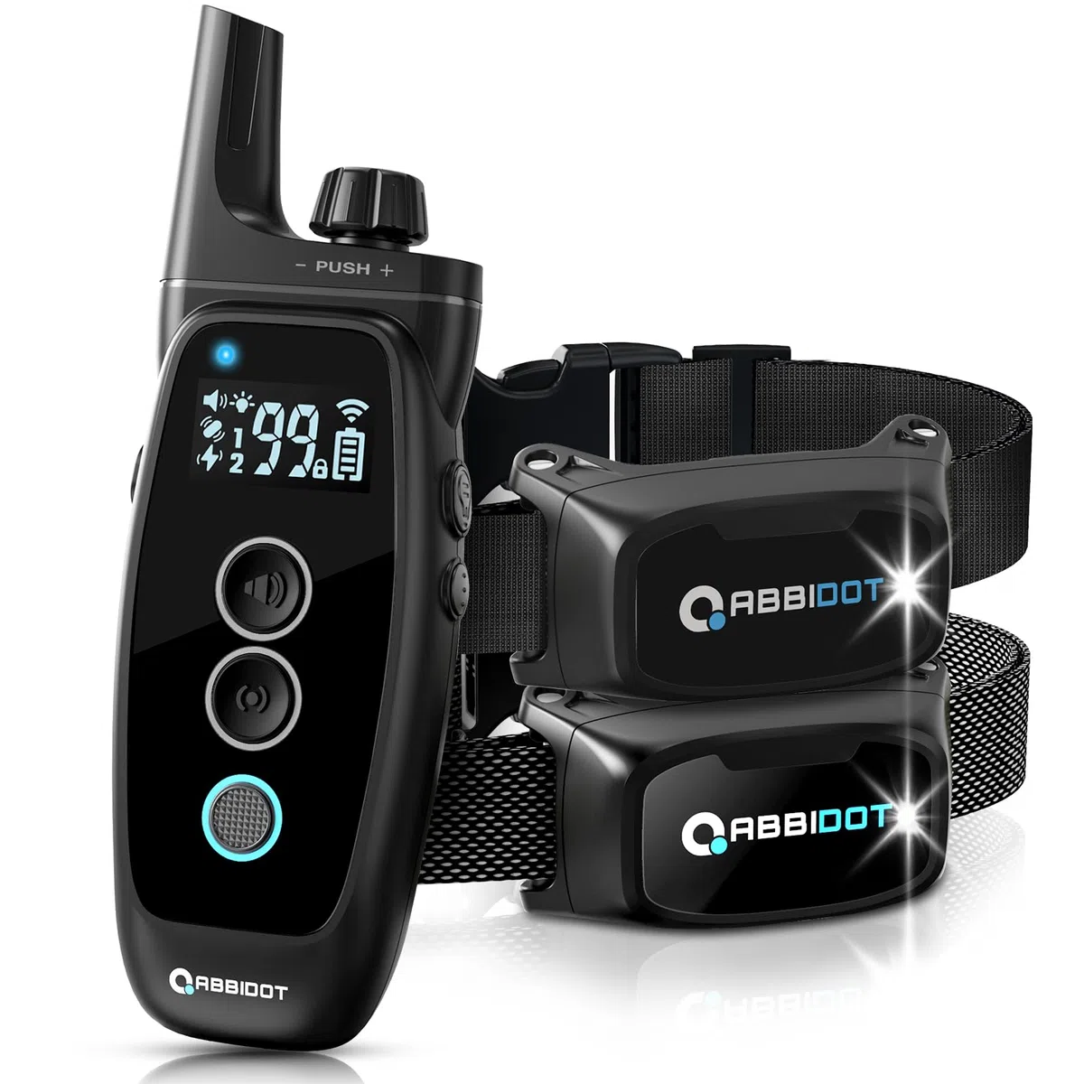 ABBIDOT - Collar de entrenamiento para perro, luz nocturna, bloqueo de seguridad mejorado, 151 niveles de 4 modos de entrenamiento, recargable collar eléctrico para perros pequeños y grandes