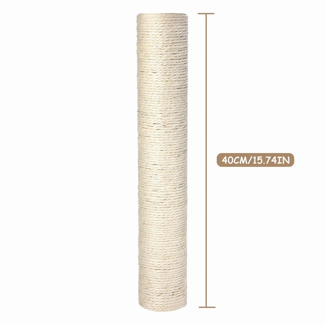 Poste rascador de sisal natural de repuesto para gatos, 40 cm, 2 piezas M8 Recambio de poste rascador para gatos, piezas del palo para reacondicionamiento, color blanco, incluye tornillos