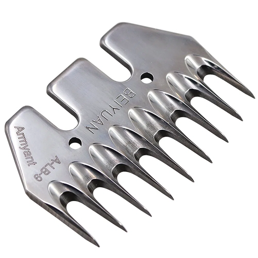 13 Dientes Rectos o Cimitarra Cuchilla Esquiladora Ovejas Peine Cortapelo Eléctrico Lana Acero Inoxidable Cuchilla Tijera Esquiladora Cabras (9 Dientes, Recta)
