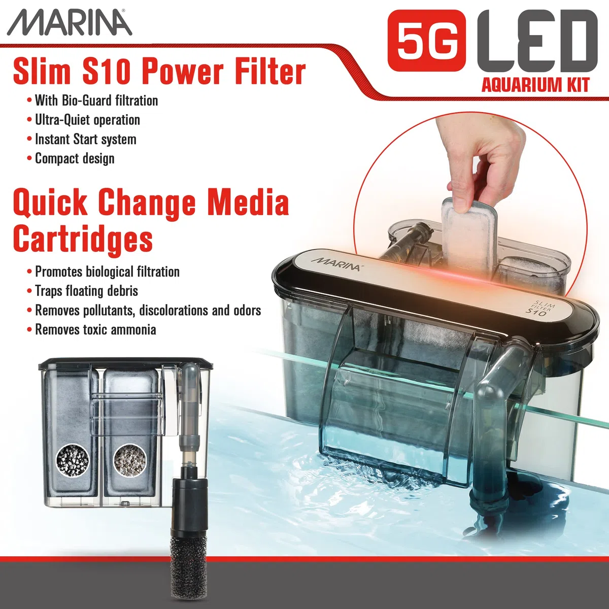 Marina Kit de Acuario con Iluminación LED 5G, 19 L