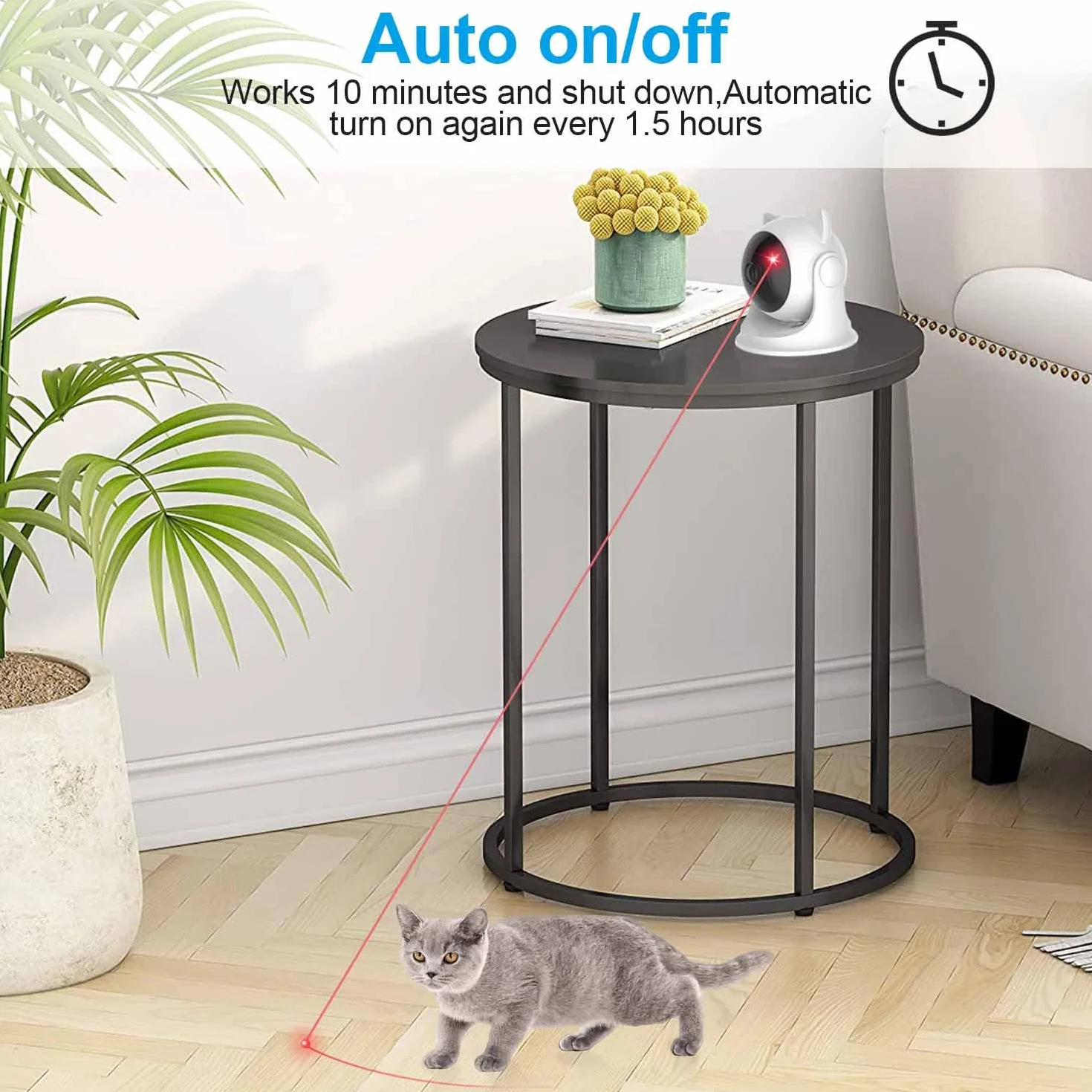 VOVIGGOL Juguete Automático Puntero para Gatos y Perros, Interactivo con USB C Recargable & Alcance Ajustable para Mascotas