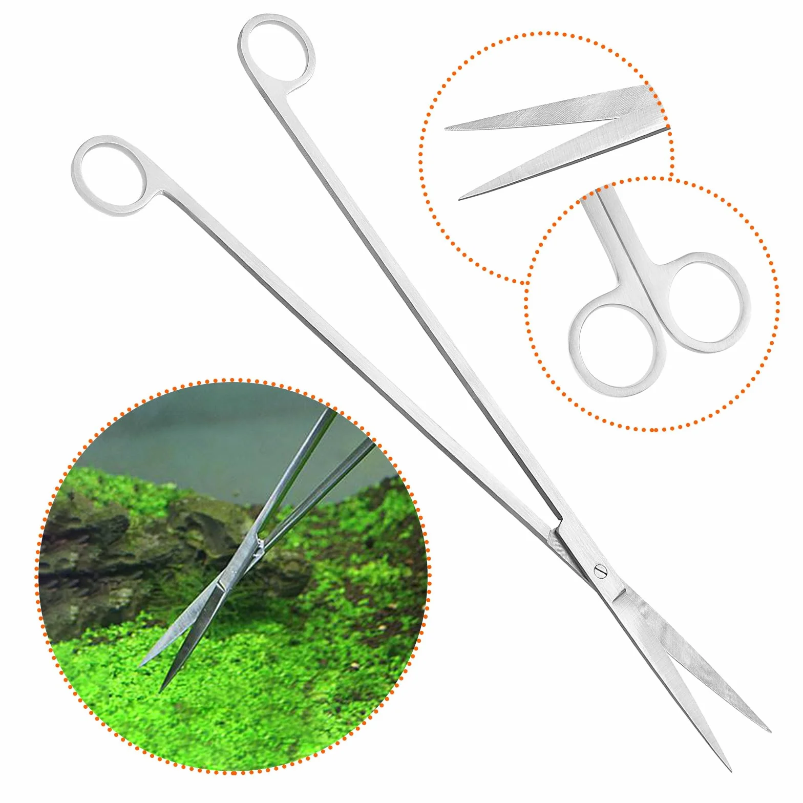 6 PCS Kit de herramientas de acuario Acero Inoxidable Acuario Tanque de Agua Planta Pinzas Tijeras Plantas Acuáticas Pinzas Tijeras Espátula Juego de Herramientas de Limpieza