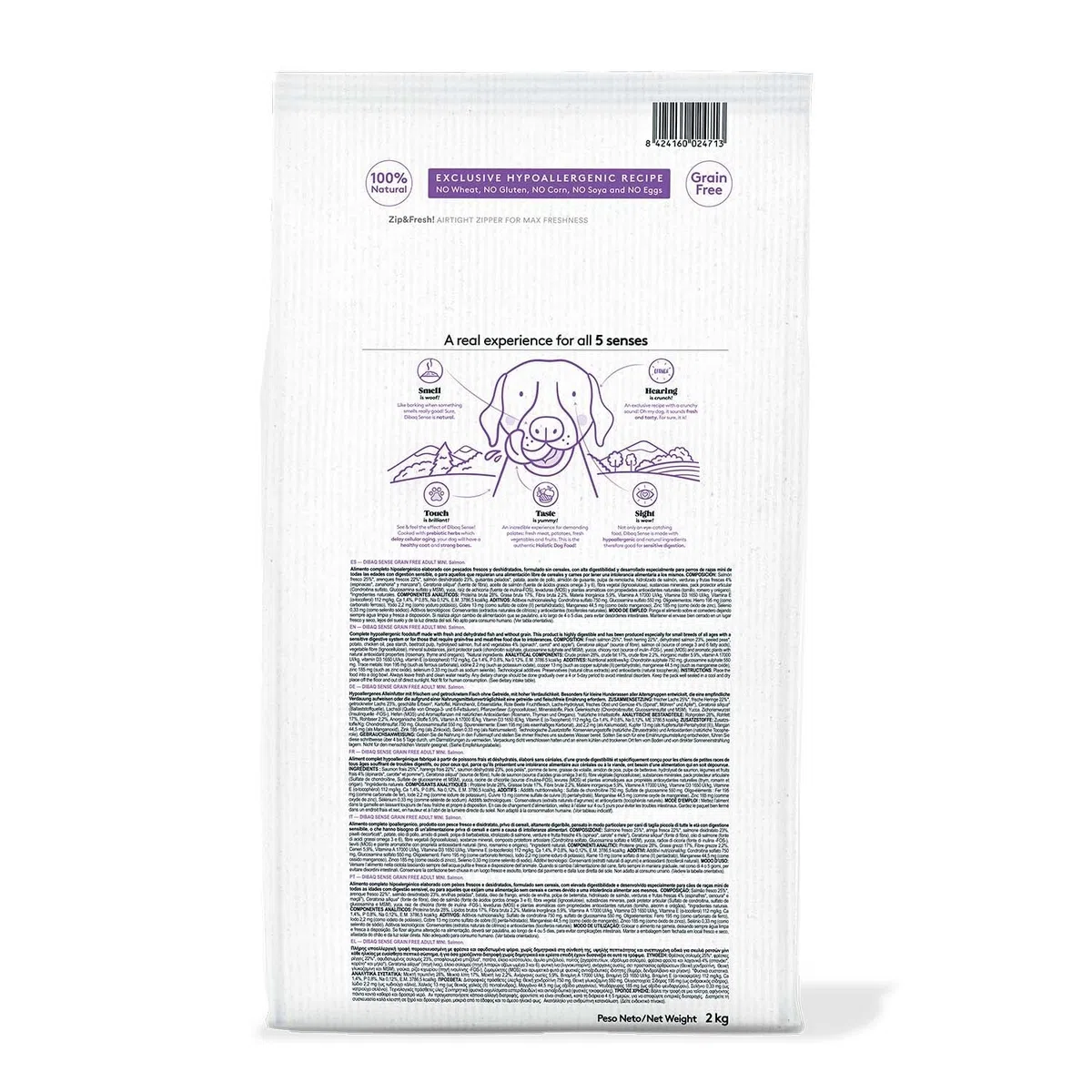 Dibaq Sense Grain Free Salmón Mini, 2 kg | Alimento para perros