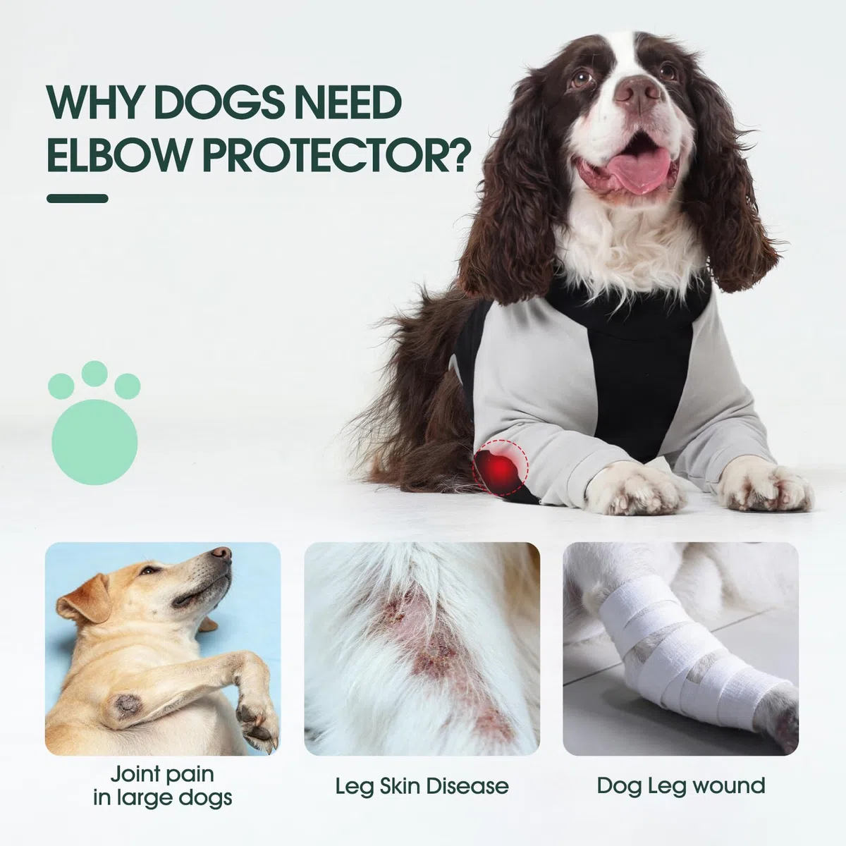 Kuoser Protector de heridas en la pata del perro, traje corporal para dejar de lamer después de la cirugía, chaleco quirúrgico para perros con acolchado de algodón para protector de heridas en la pata