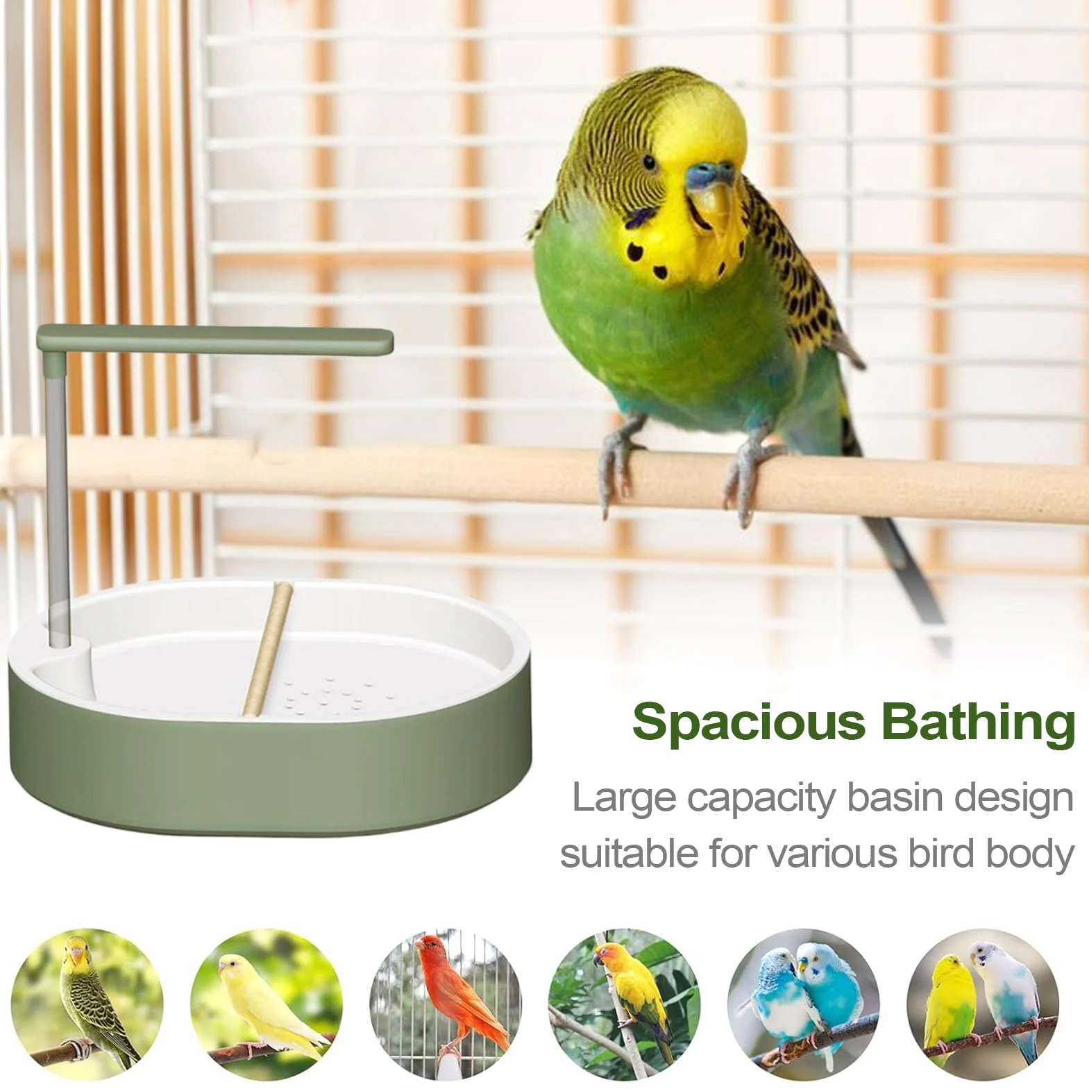 Bañera de Loros – Ducha Interior para pájaros de agapornis, cacatúas, Pinzas, cacatúas y Conures con función de Estanque de Agua para Uso en Jaula, fácil Limpieza, Acceso al baño, 12.5 x 11.0 x 9.84