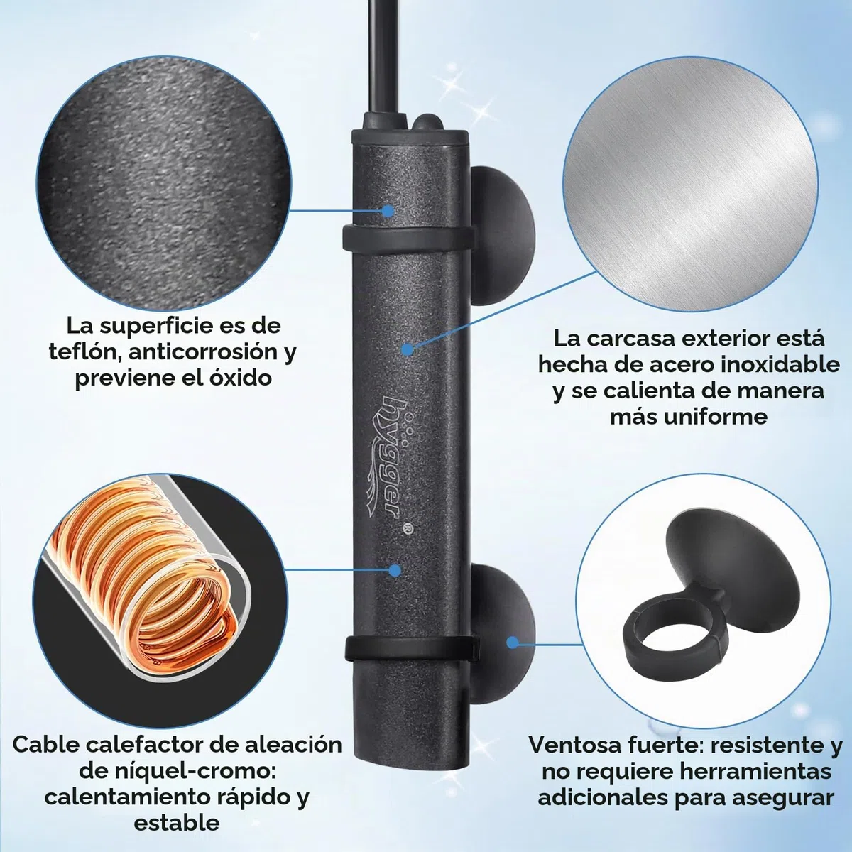 Hygger Mini Calentador de Acuario, 25W Sumergible Betta Calentador de Acuario con Pantalla Digital Controlador Externo, Calentador de Acuario Pequeño Adecuado de Agua Dulce de hasta 20L Tanks