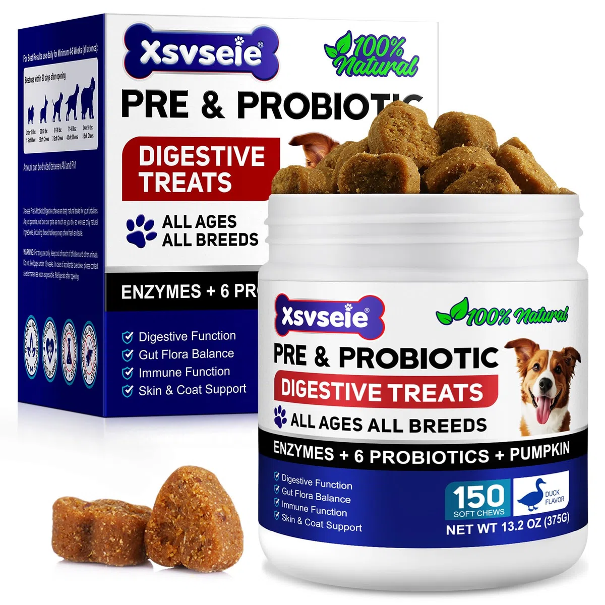 Probióticos para Perros, 150 Chews Masticables Probióticos para Perros, Probitoci Chews for Dogs, Apoyo de inmunidad, Promover la Salud intestinal, Mejorar la digestión e inmunidad