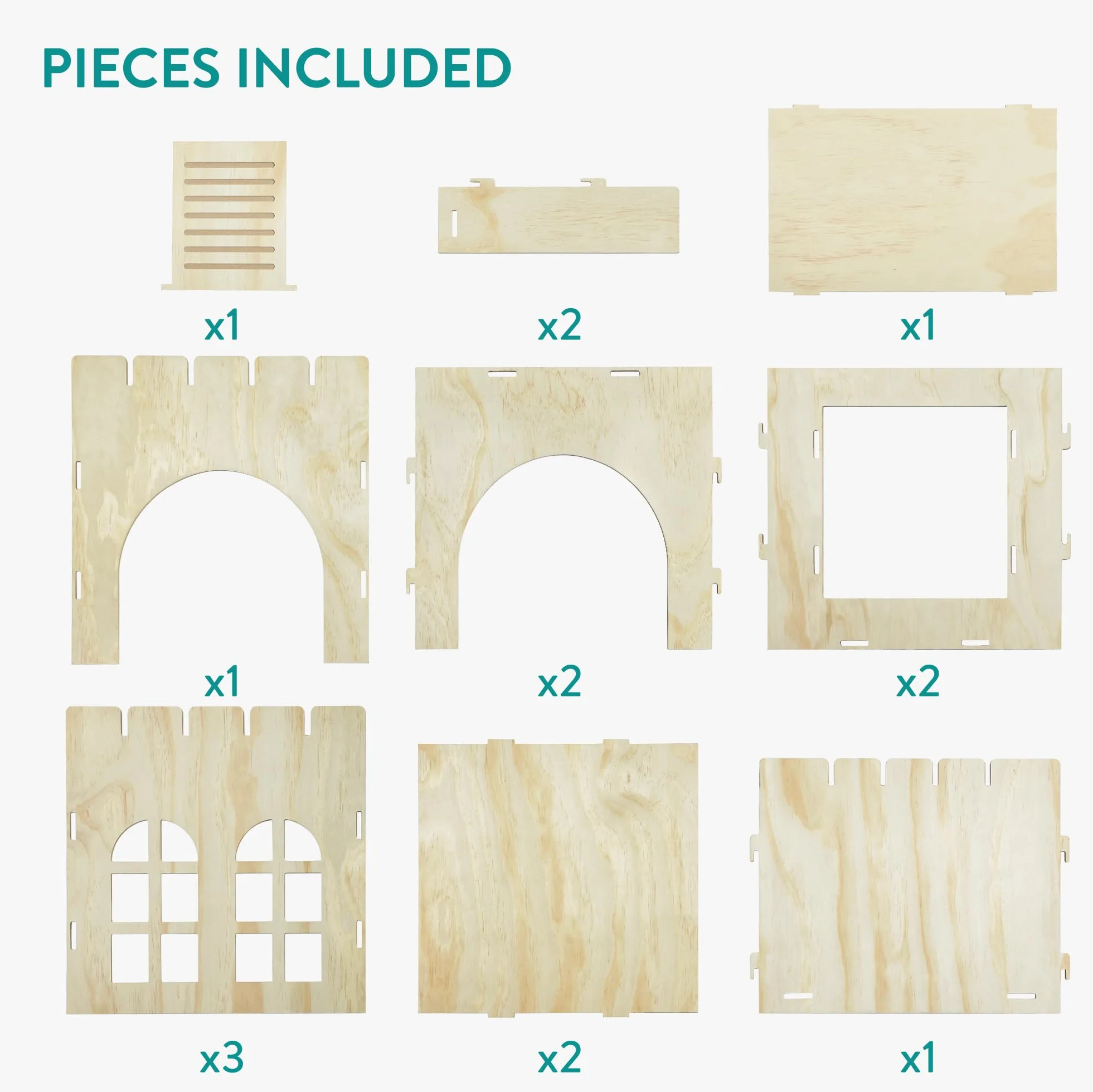 Navaris Casa para Conejos XXL - Castillo de Madera para Conejera 114 x 40 x 38,5 cm - Mansión de Juegos para Jaulas - Accesorios