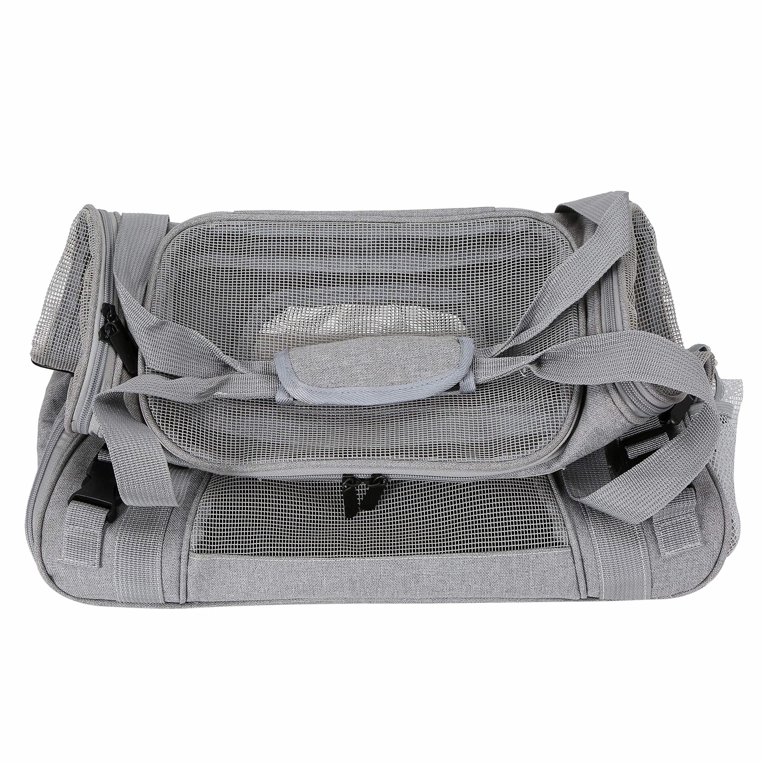 Transportín Gato Perro, Bolsa de Transporte Plegable para Mascota de Viaje Portátil y Transpirable con Correa Interior de Seguridad