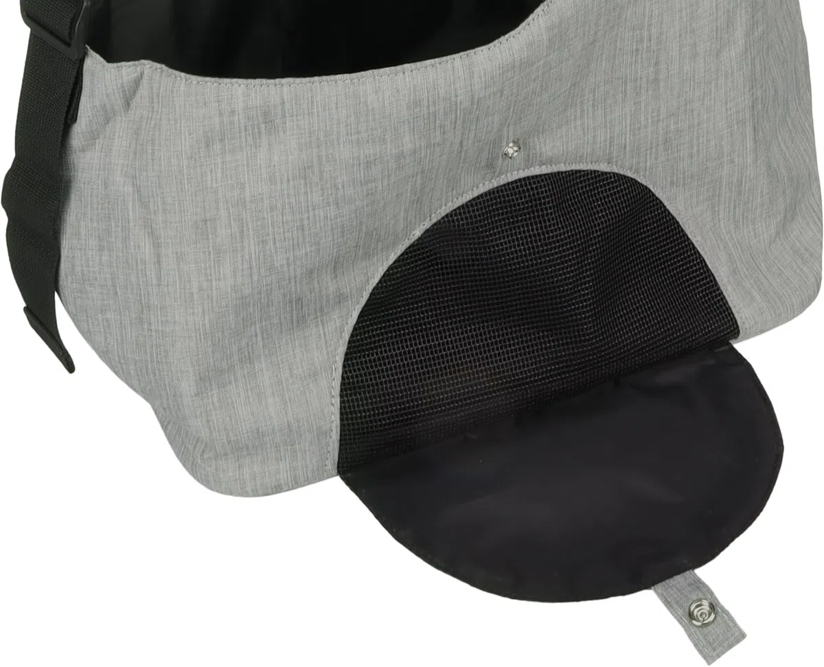 Mochila para Gatos – Perros – Kanga Gris – Mochila ventral en poliéster con ventilación y Bolsillo Extra