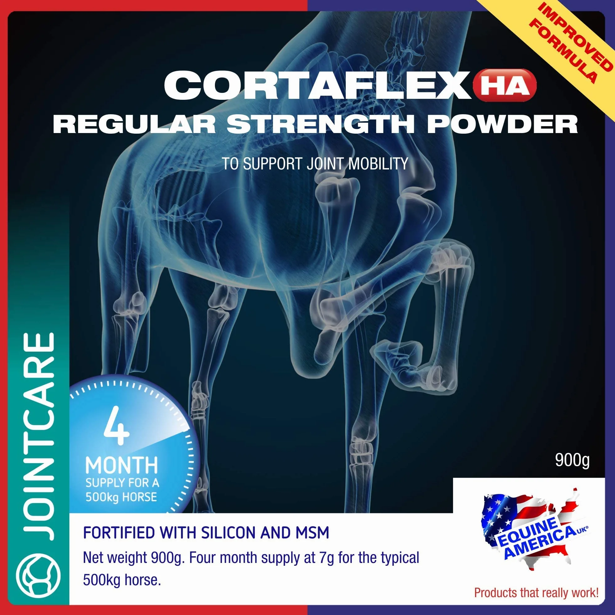 Cortaflex Regular Strength Powder | Gebrauchsfertiges Premium-Ergänzungsmittel für Pferde und Ponys | Umfassende Unterstützung für Die Gelenke 900g