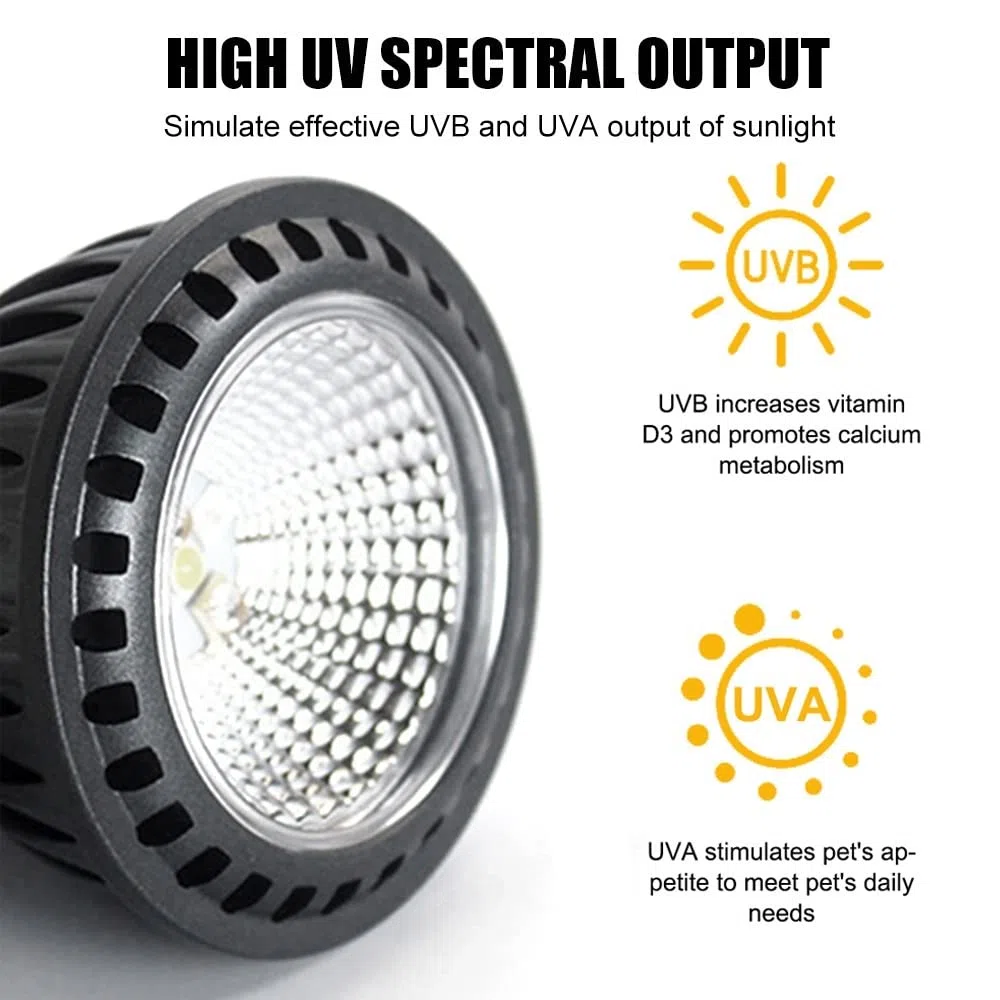 DONGKER - Bombilla UVB 10.0 para reptiles, lámpara calefactora tortuga, luz UVB del desierto LED de 5 W para reptiles que viven en el desierto