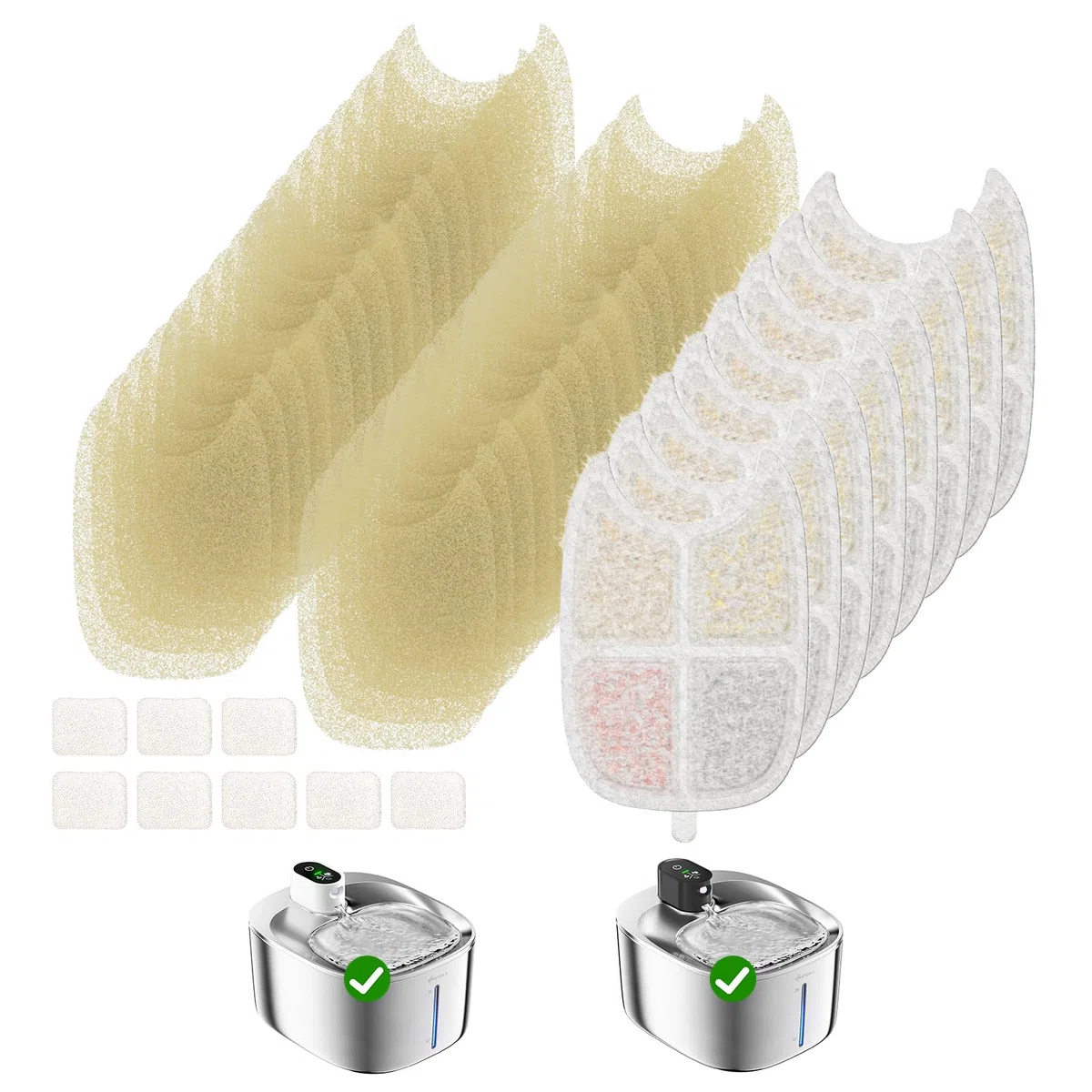 8 Pack Filtros para APETDOLA 4L Fuente Inalámbrica para Gatos de Acero Inoxidable con Filtración Múltiple, Filtro de Bebedero Gatos y Perros con Batería y Sensor de Movimiento