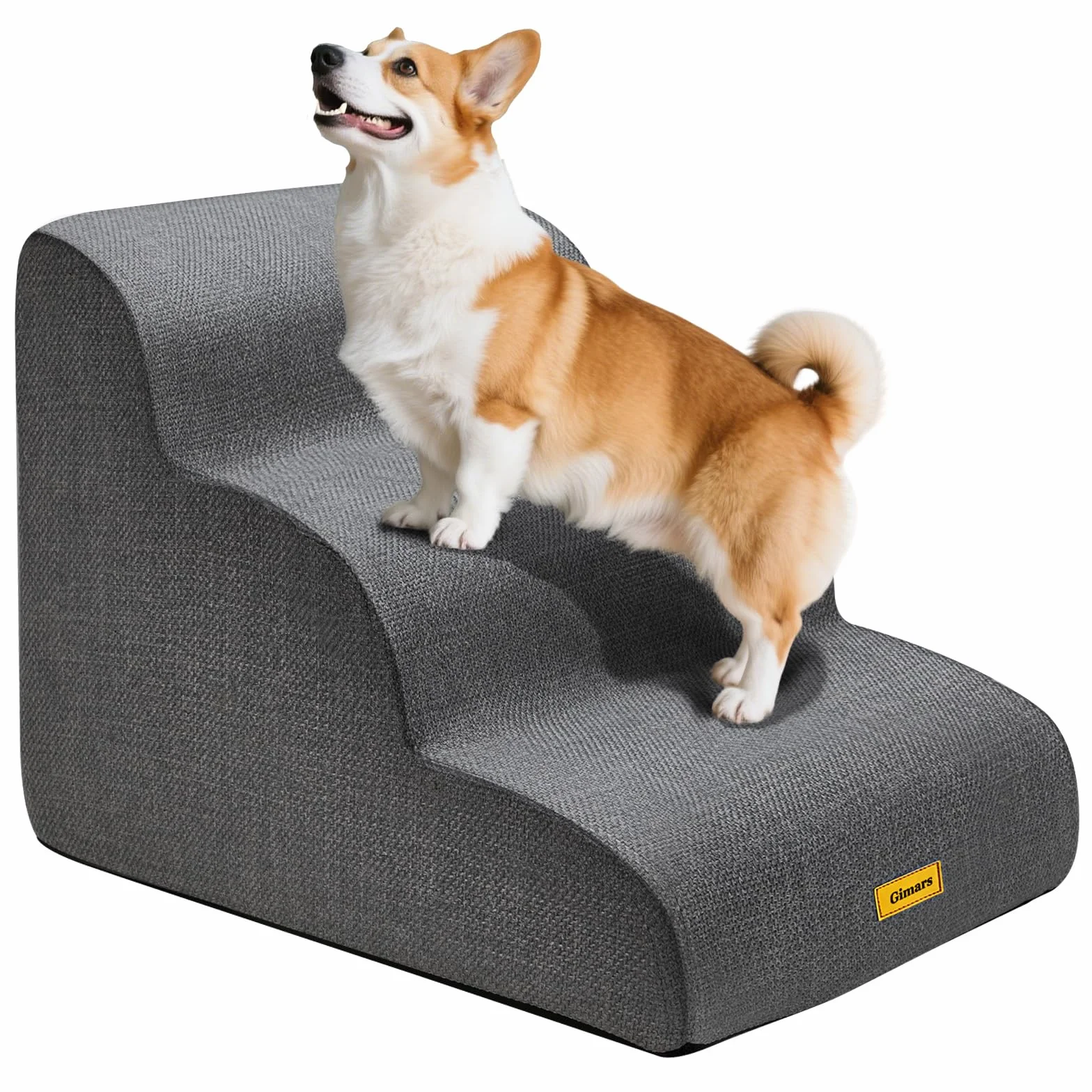 Gimars Escalera para Perros con Espuma 30D, 3 escalones estables de 40 cm, Funda Lavable, Base Antideslizante, rampa para Perros pequeña, Escalera Perro para Cama, sofá, Coche