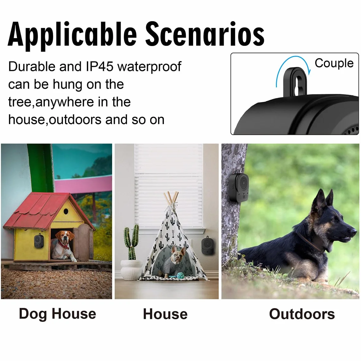 Antiladridos para Perros Ultrasonidos, Auto Dispositivo Impermeable para Control de Ladridos con Mando a Distancia Alcance 49ft, 4 Frecuencias Ajustables, Efectiva para Uso Interior & Exterior