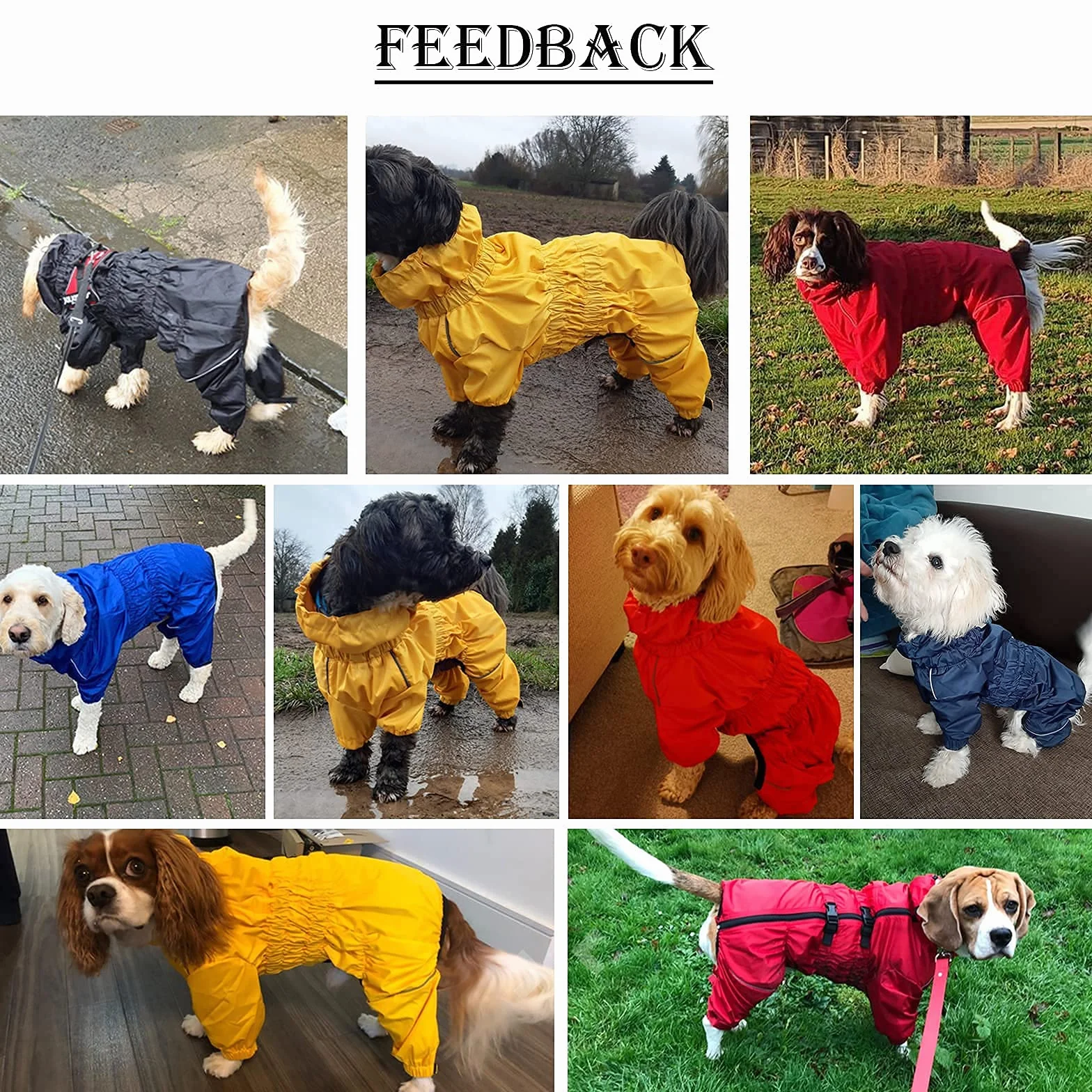 MOREZI Chubasquero para Perros de Cuatro Patas, Impermeable y Transpirable, diseño de Cremallera Trasera, con cordón Ajustable, fácil de Poner y Quitar-Azul Navy-XXL