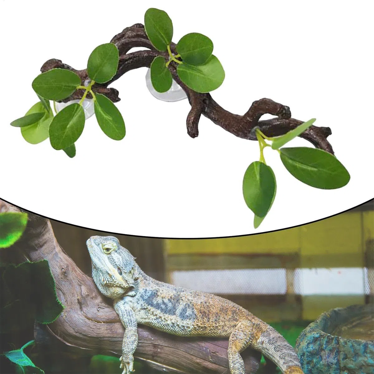 Árbol de Reptiles, Tronco de Reptiles con Ventosa, decoración de Jaula de camaleón, decoración de terrario de Serpiente, Accesorios de Tanque de para Dragones barbudos