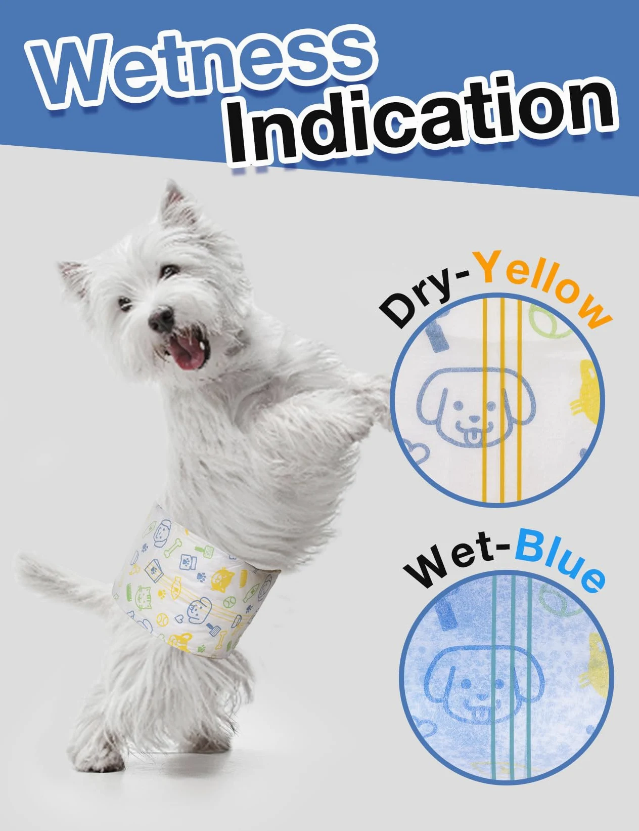 Dono pañales Perros Macho Desechables, 48 Unidades, Pañales para Perros, Super Absorbente a Prueba de Fugas, Vientre envolturas, Incontinencia, S (30-48 cm)
