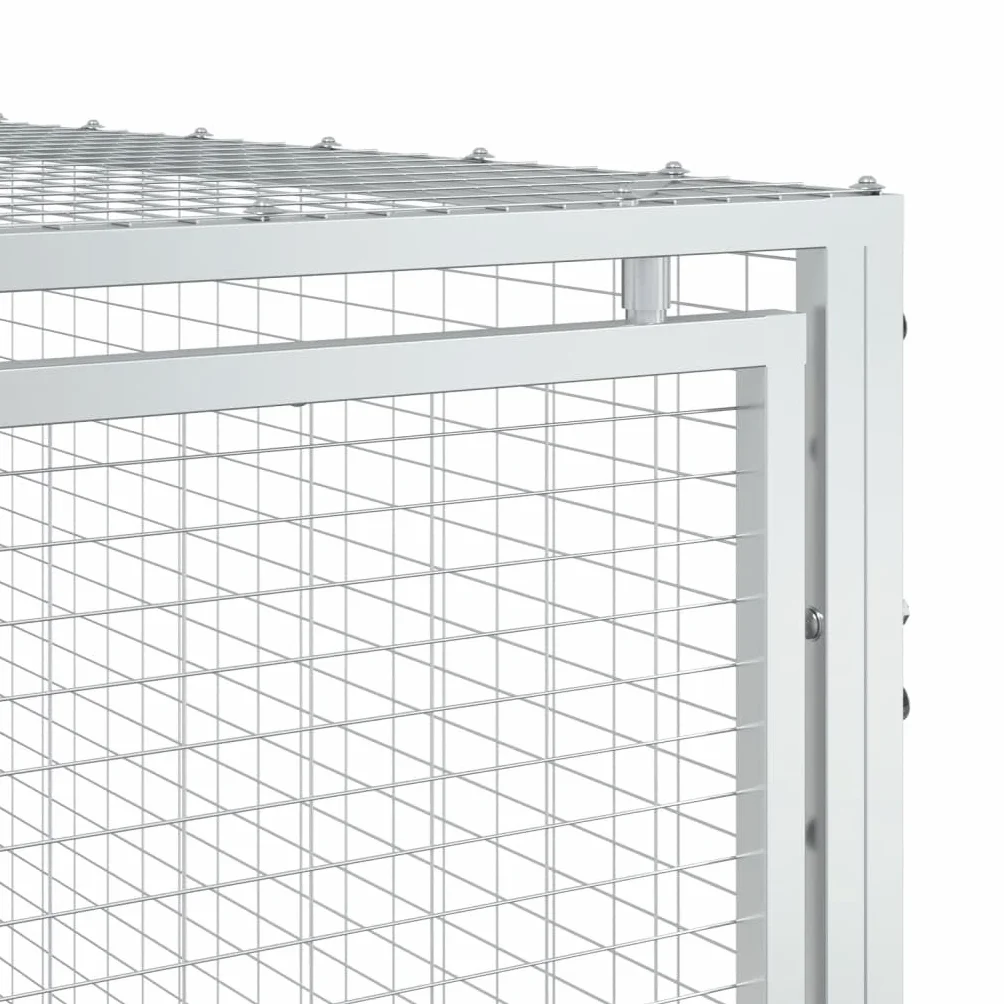vidaXL Caseta Perros con Corral Acero galvanizado Gris 153x396x110 cm