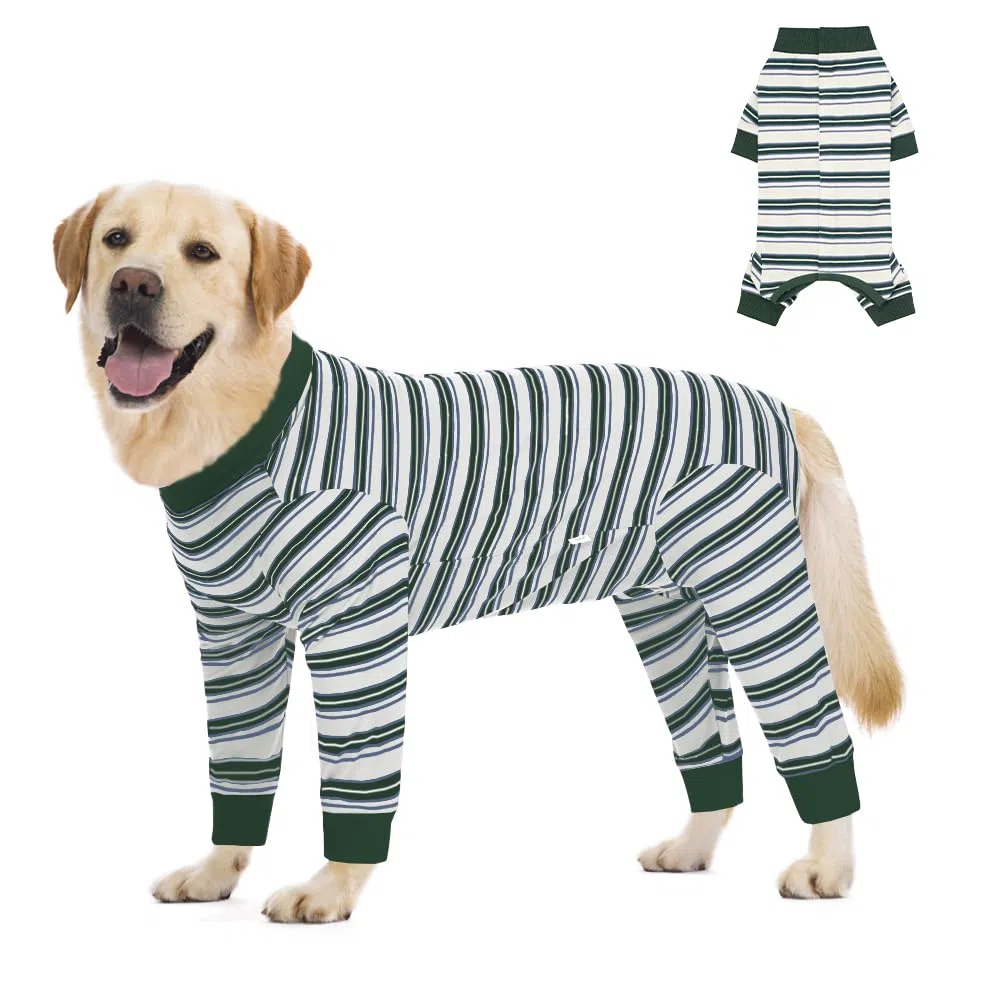 FEimaX Traje de Recuperación para Perros Después de la Cirugía, Protector de Heridas Abdominales para Perros Hembras y Machos, Body Quirúrgico de Manga Larga para Mascotas (Verde, XL)