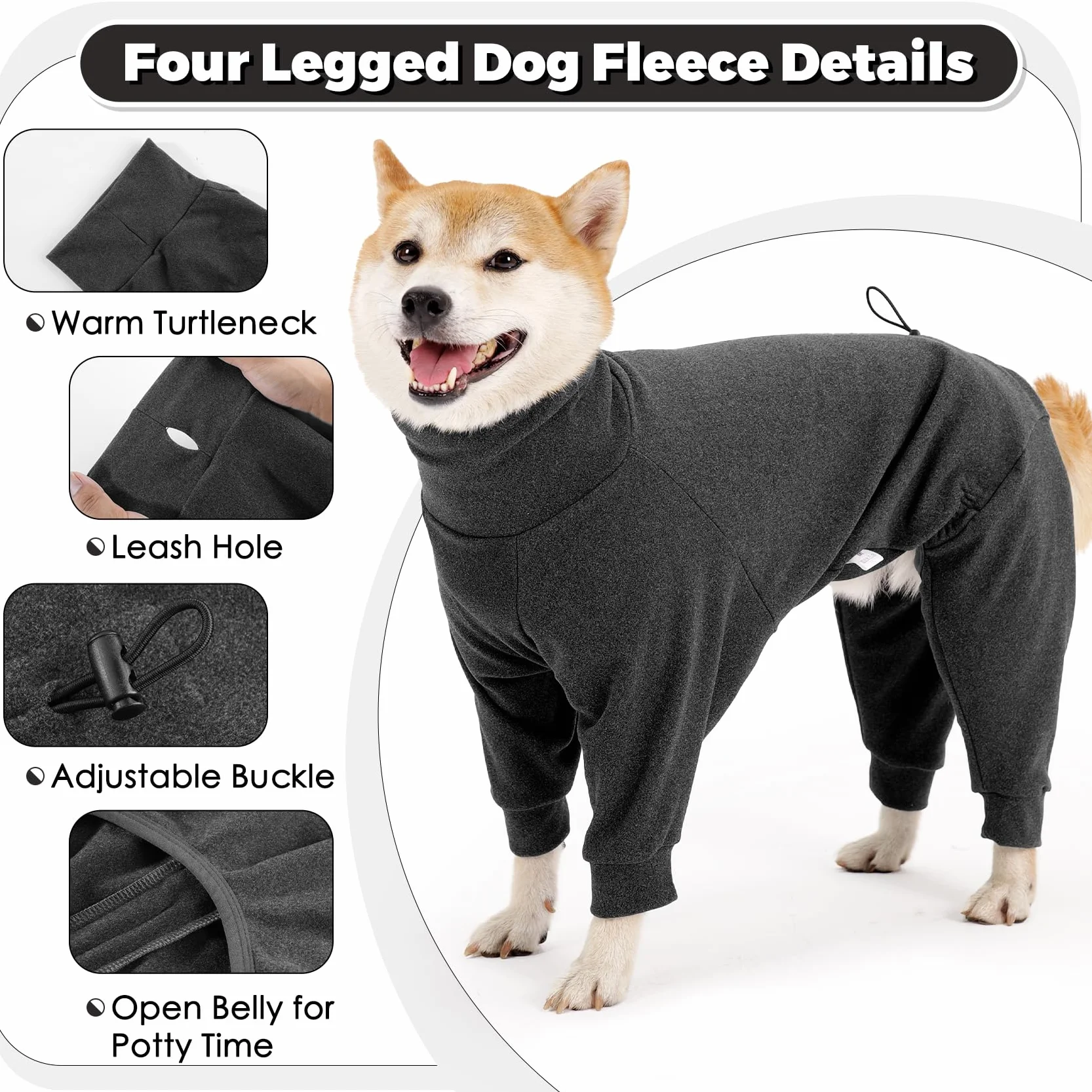 Dotoner Abrigo de Forro Polar cálido de Cuatro Patas para Perro,Abrigo de Invierno para Perro,Resistente al Viento,Cuerpo Completo,Acogedor Pijama Traje para pequeños,medianos y
