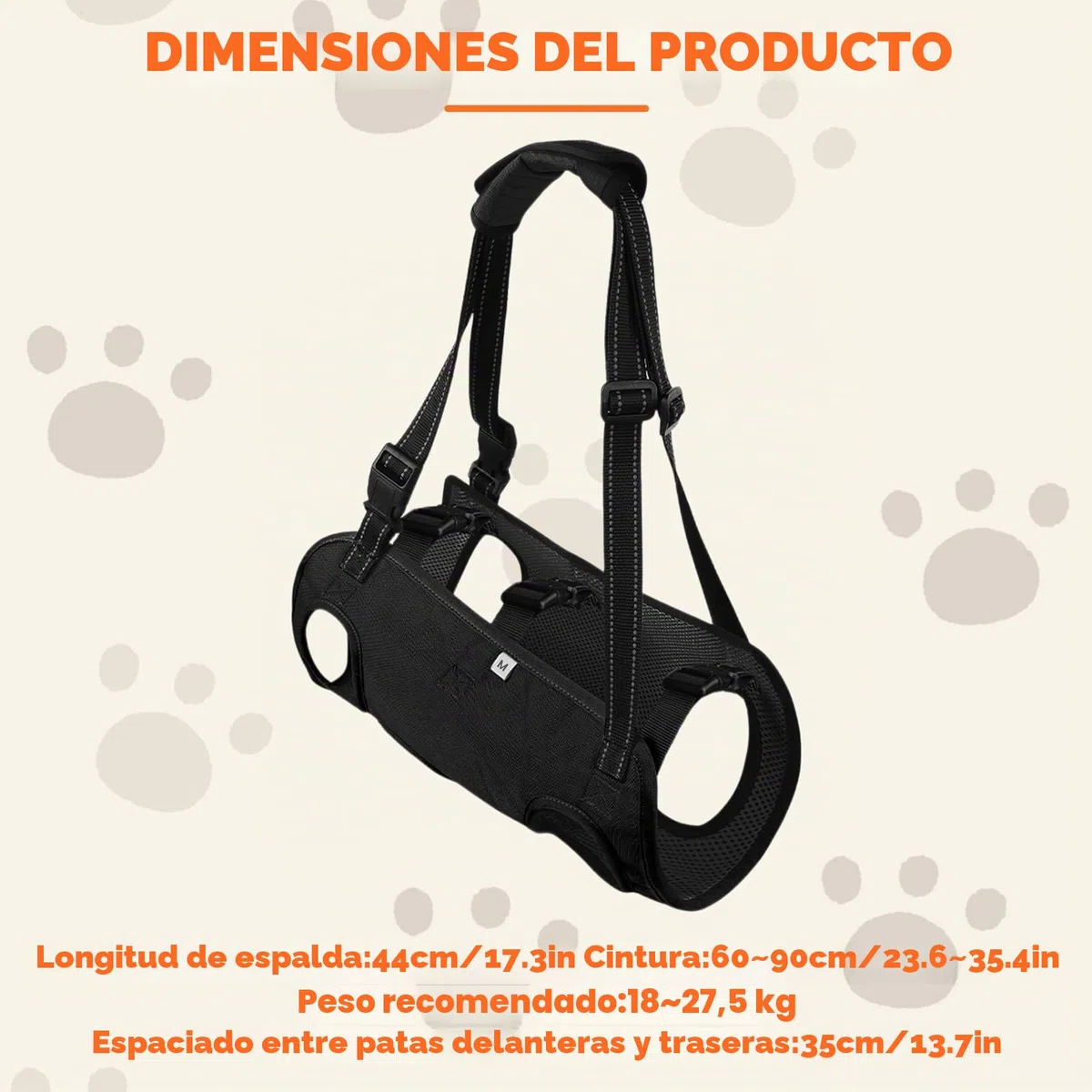 Arnés de Elevación para Perros, Arnes Perros Patas Cuerpo Entero Ajustable, Apoyo para Mascotas y Rehabilitación arnés de Levantamiento de Perro para Mayores, Discapacitados, Parálisis (L)