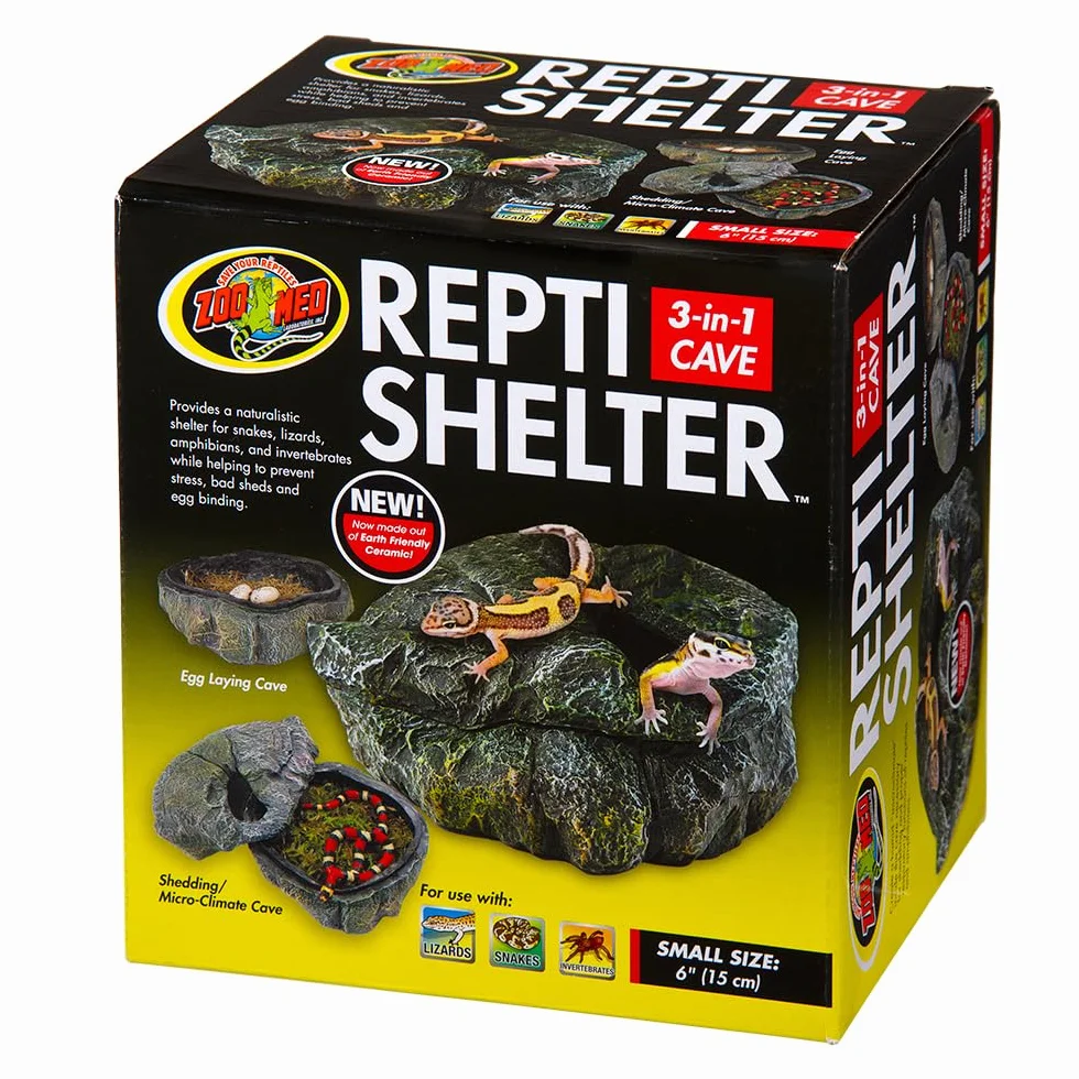 Zoo Med Repti Sherlter Cueva Escondite para Reptiles como en la Naturaleza, Promueve la Muda, Cámara de Exposición de Huevos, 15 cm