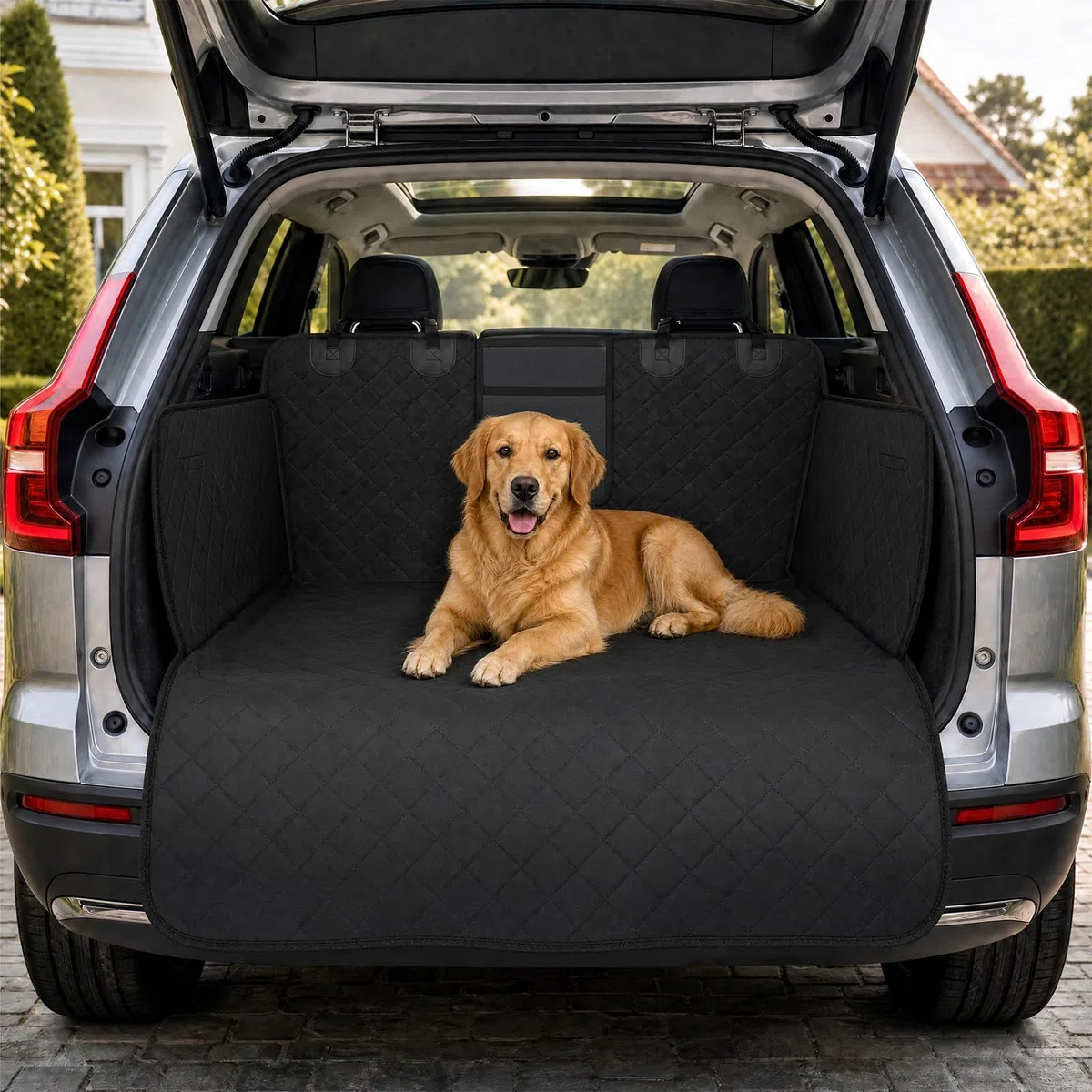 Protector Maletero Coche Perros, Funda Maletero Coche Perros Impermeable y Antideslizante, Cubre Maletero con Protector de Parachoques, Manta Perro Coche Maletero SUV Universal (185x105 cm)