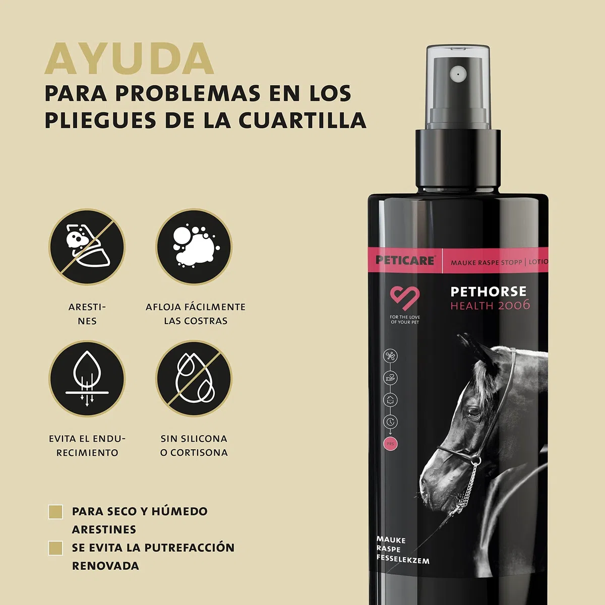 Peticare Cuidado Especial para Caballos arestines, Fiebre del Barro, Dermatitis de cuartilla, para podredumbre, la eliminación fácil de la costra - petHorse Health 2006