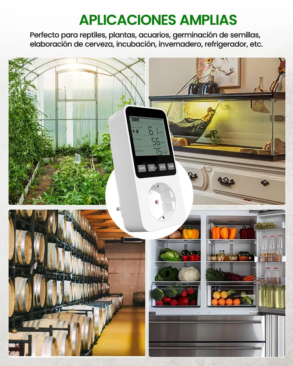 Enchufe Temporizador Programable, Enchufe Programador de Controladores de Temperatura y Humedad con Pantalla LCD con Alarma para Reptiles, Invernadero, Acuario, Champiñón(1 Unidade