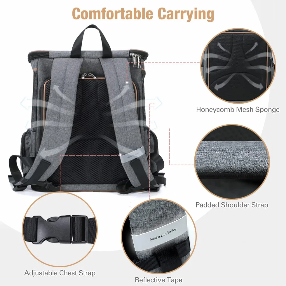 Lekesky Transportin Gato Mochilas para Gatos y Perro Bolsa para Mascotas Expandible Mochila Gato para Automóvil/Avión (Gris, M)