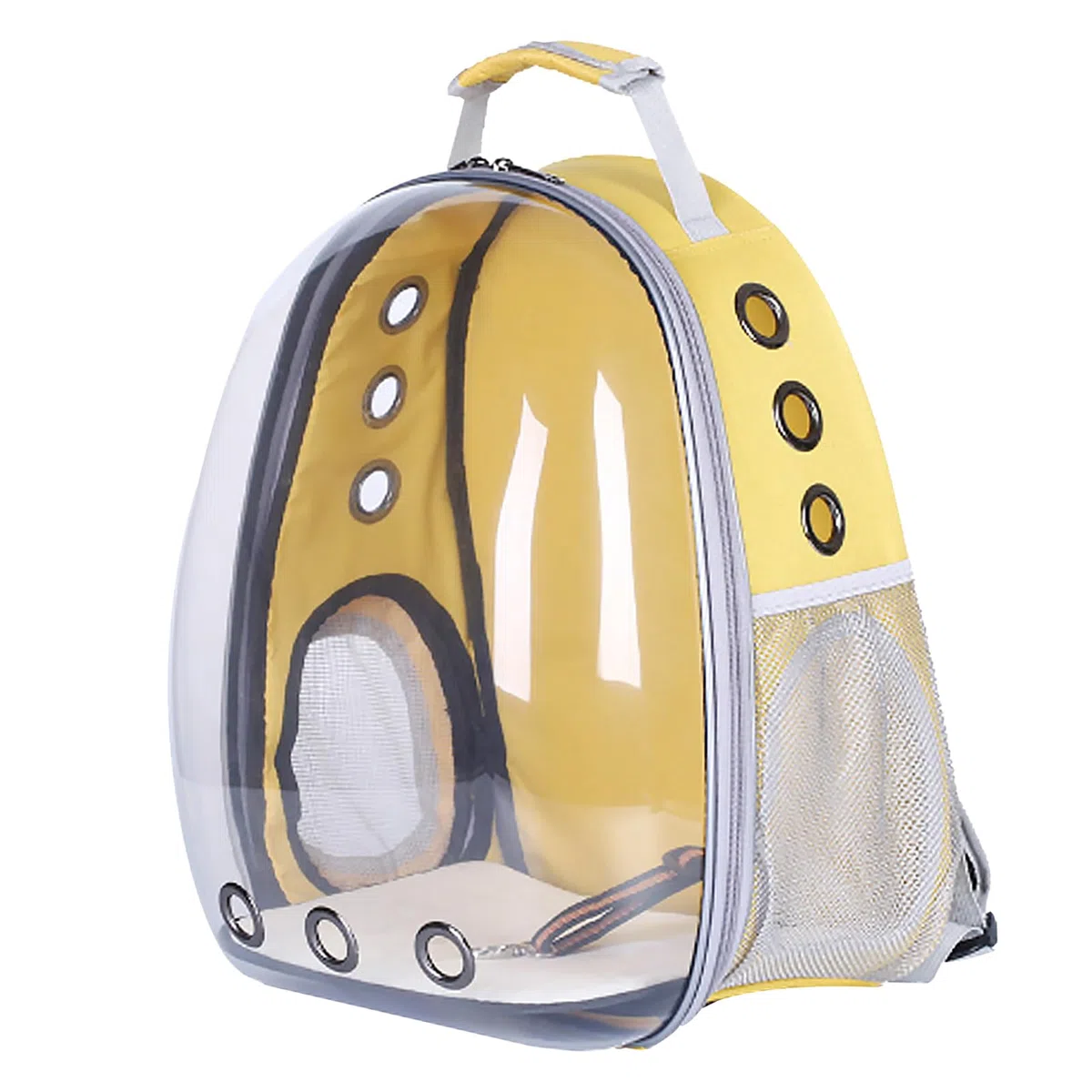 Mochila para Mascotas, Bolsa Transportadora para Gatos con Ventana Transparente y Transpirable, Abierta Lateral, para Viajes, Senderismo, Material ABS y PC (Yellow)
