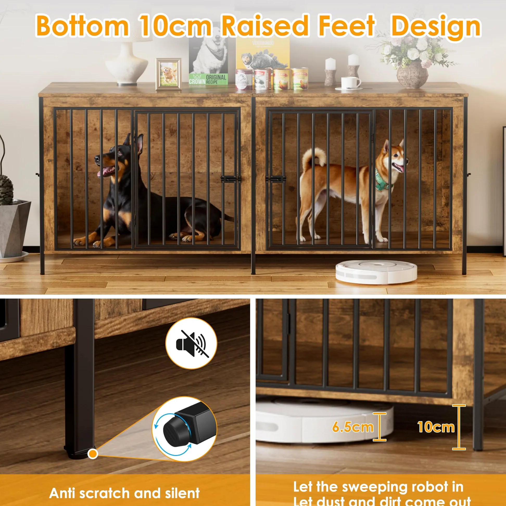 Jaula para Perros Grandes Estilo Mueble Casa para Perros 200CM Caja para Perros Grande para Casa de Madera Jaula Mueble de Madera para Dogs XXL,Jau-la Moderna para Perro hasta 100KG,200 x 70 x85CM