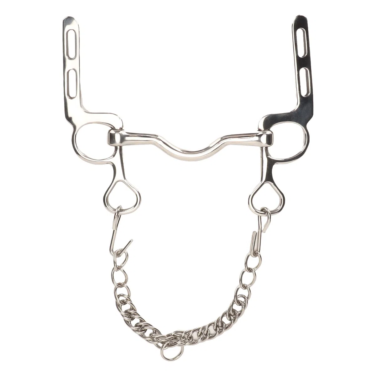 Bocado de Boca de Caballo de Acero Inoxidable, bocado de rienda a Prueba de óxido con Gancho de Rodillo y Cadena para un Control fácil, diseño sin presión sobre el paladar para gra