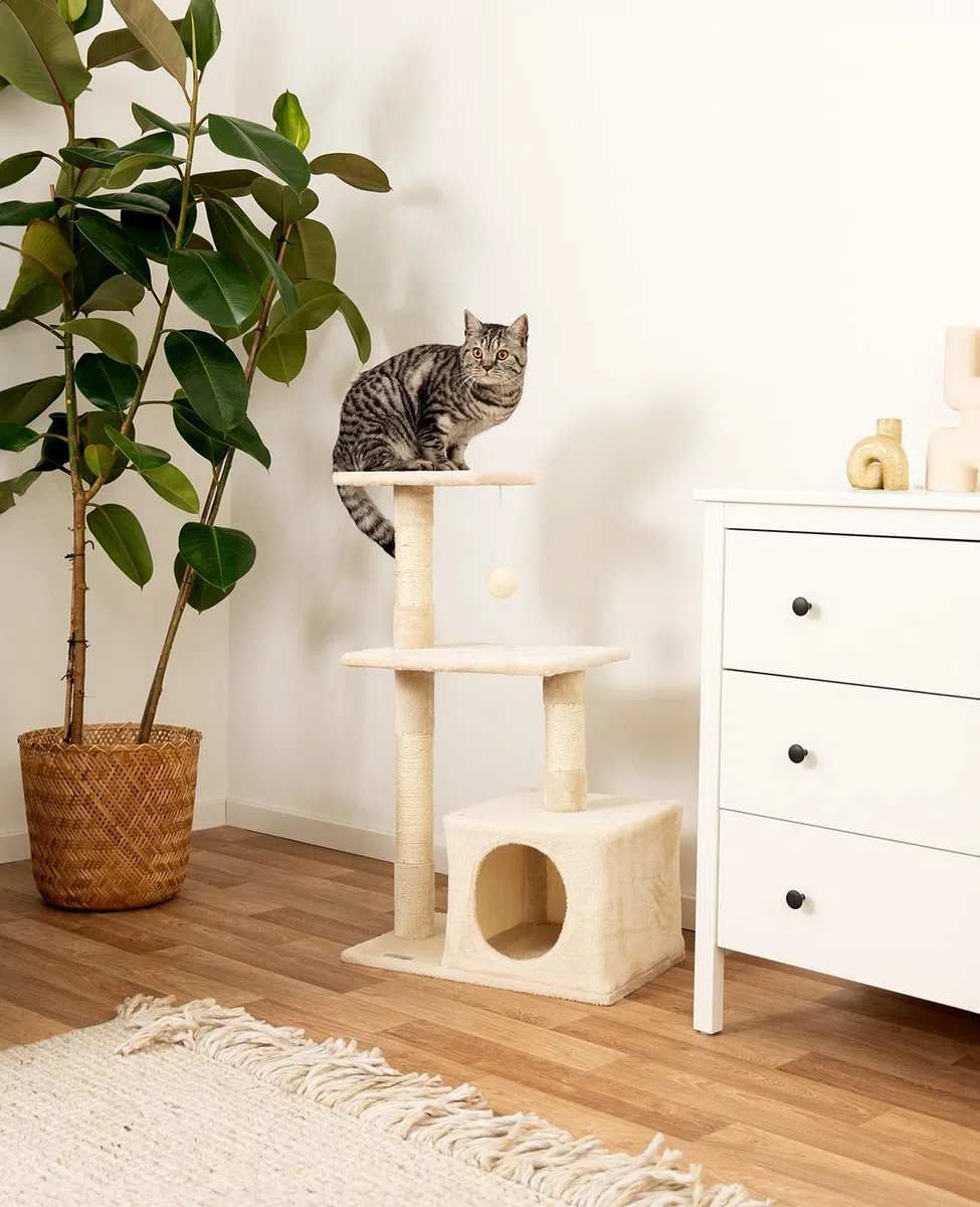 lionto Árbol rascador para Gatos Altura 85 cm, Beige