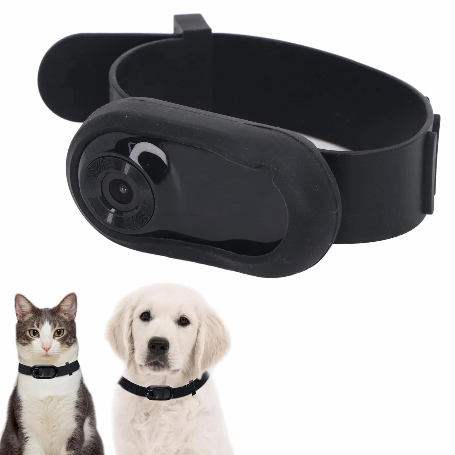 Goshyda Cámara para Collar para Mascotas, HD 1080P, Cámara para Collar para Gatos, Cámara para Collar para Perros con Gran Angular de 120 °, Mini Cámara de Acción para Registros de (Black)