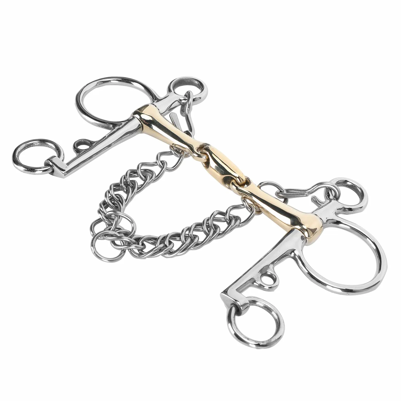 Broca Pelham para caballo Accesorio de broca Pelham de acero inoxidable Accesorio de conector de latón de silicio articulado