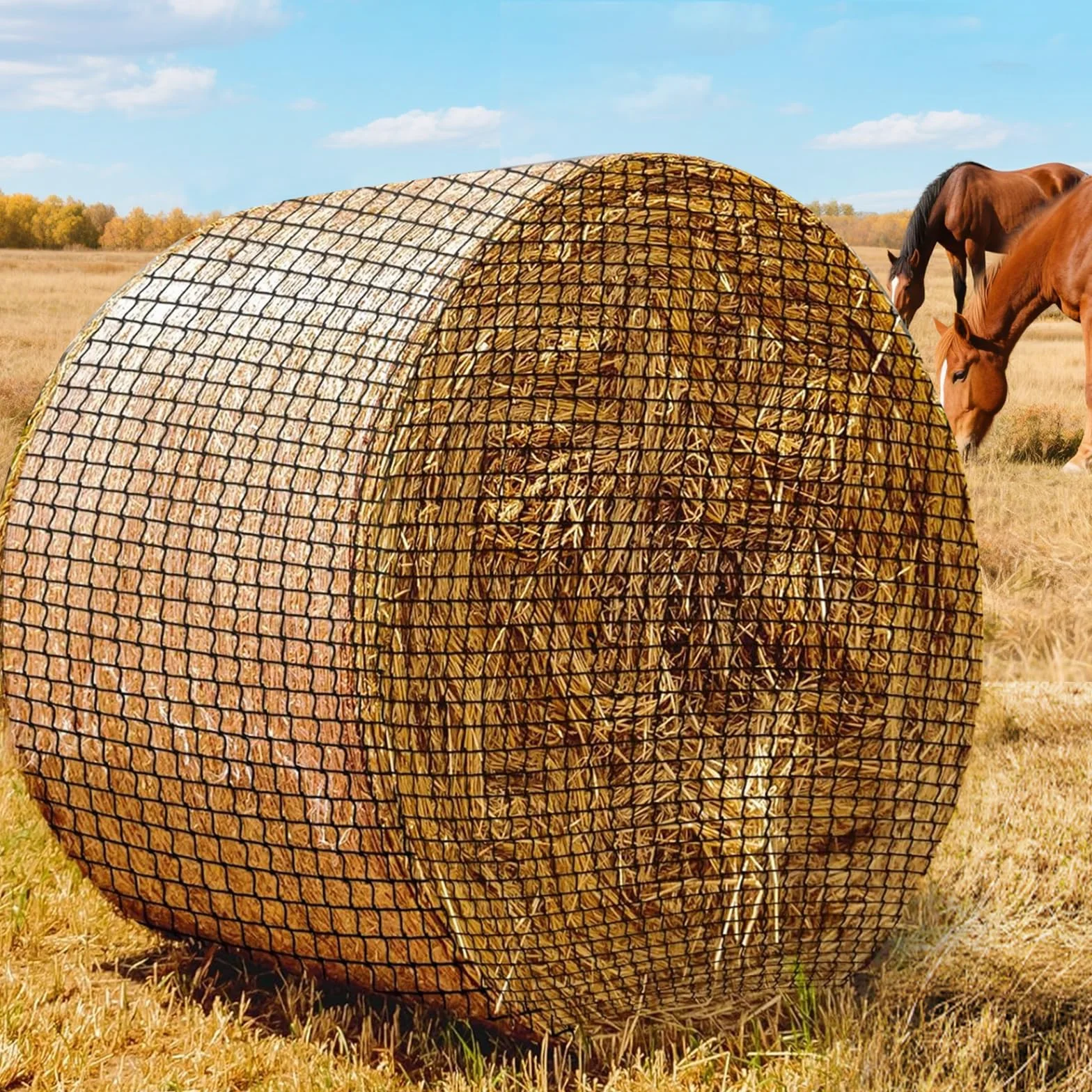 LIROPAU Red de heno redonda, diámetro de 180 cm, altura 180 cm, red de alimentación de malla estrecha, red de heno resistente al desgaste, para caballos de bolas redondas, diámetro de la malla 4,5 x