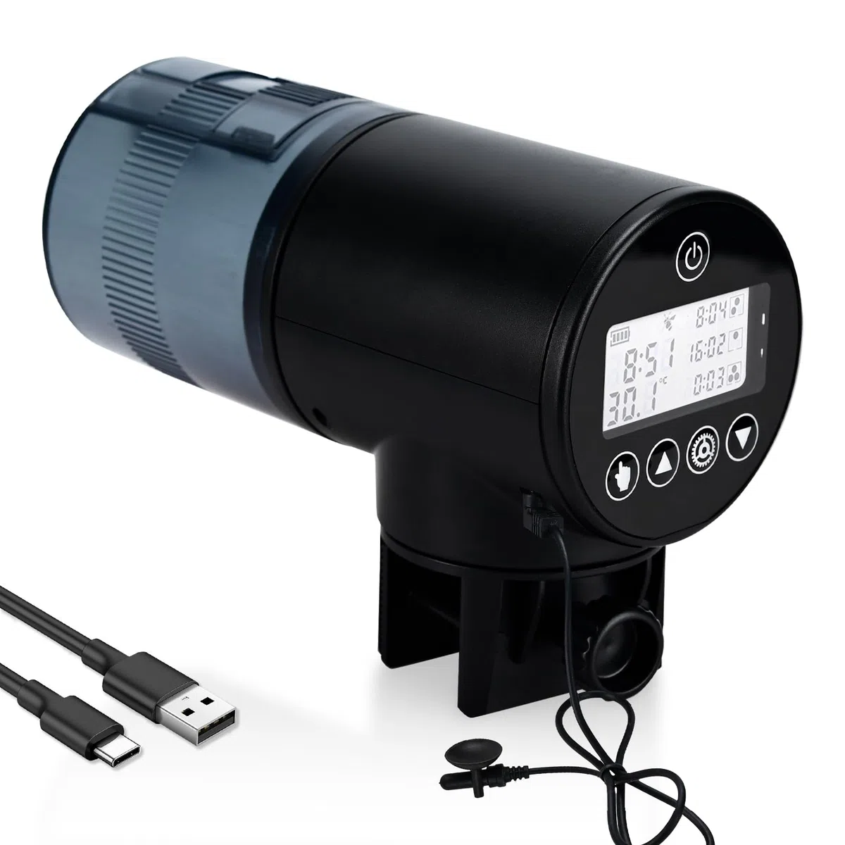Alimentador Automático Lychee para Peces de Acuario - Temporizado y Recargable Con Pantalla LCD para Acuarios y Estanques