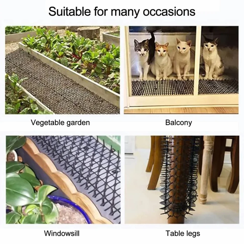 12 Piezas Pinchos Anti Gatos,Alfombrilla Repelente para Gatos,Anti-Gatos Tiras de Espigas para Animales de Mascotas,Repelente De Disuasión Mat con U Pico,para Proteger Las Plantas, Jardin(40 * 20 cm)