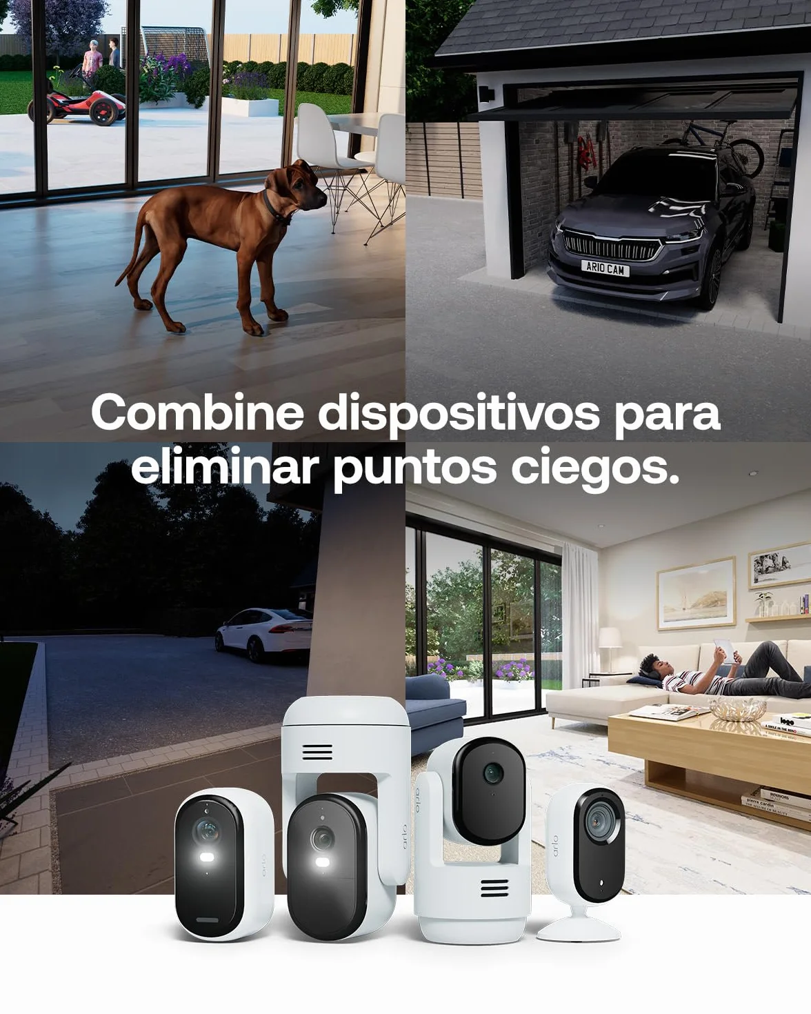 Arlo Essential 3 HD con rotación 360º Horizontal, Vertical y Zoom, Camara Vigilancia WiFi Exterior HD, Sensor de Movimiento, Alarmas, Visión Nocturna En Color, Prueba Secure Incluida, 2 Cámaras